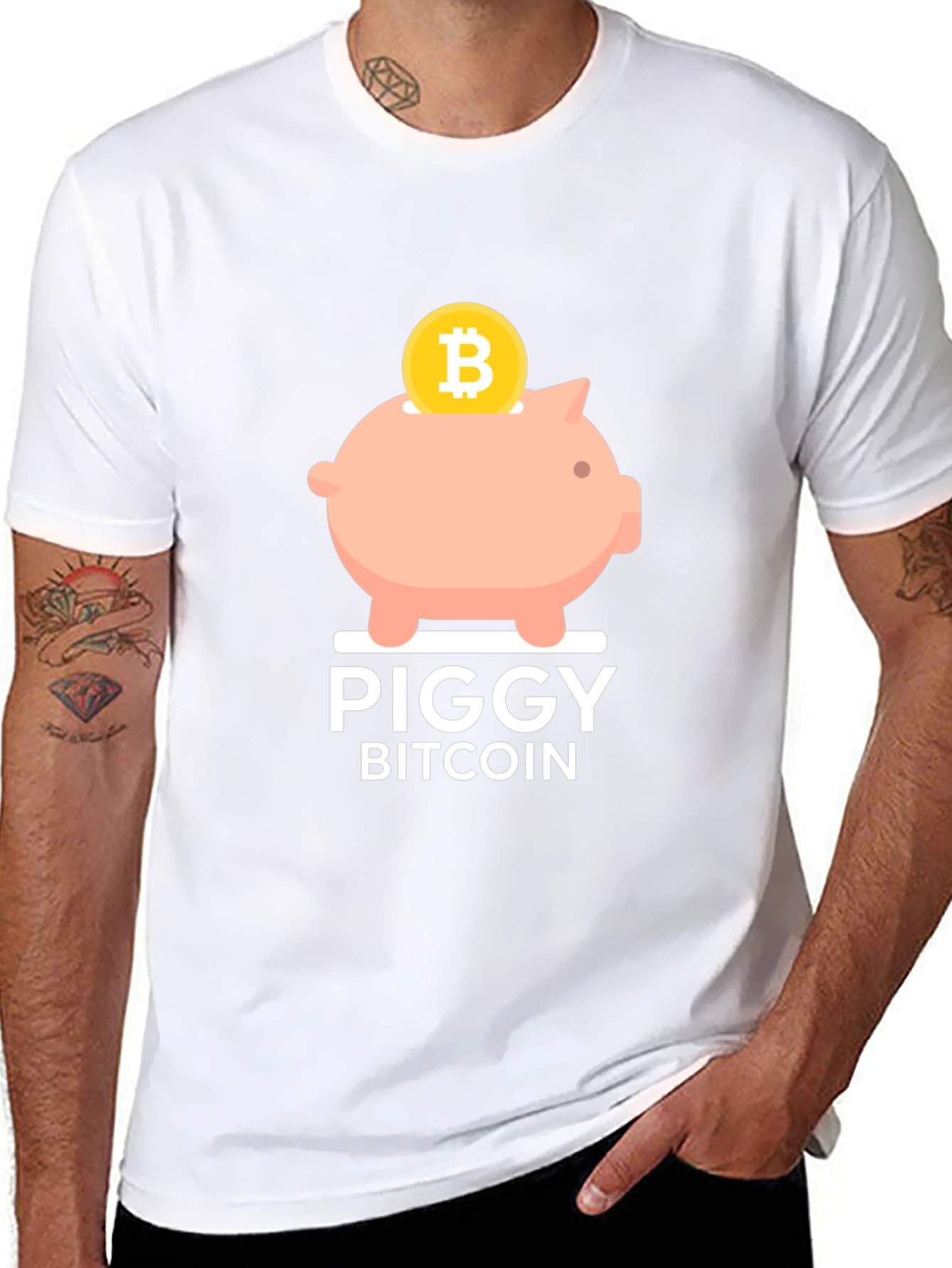 Piggy Bitcoin Black T-Shirt - Crypto Currency Tee