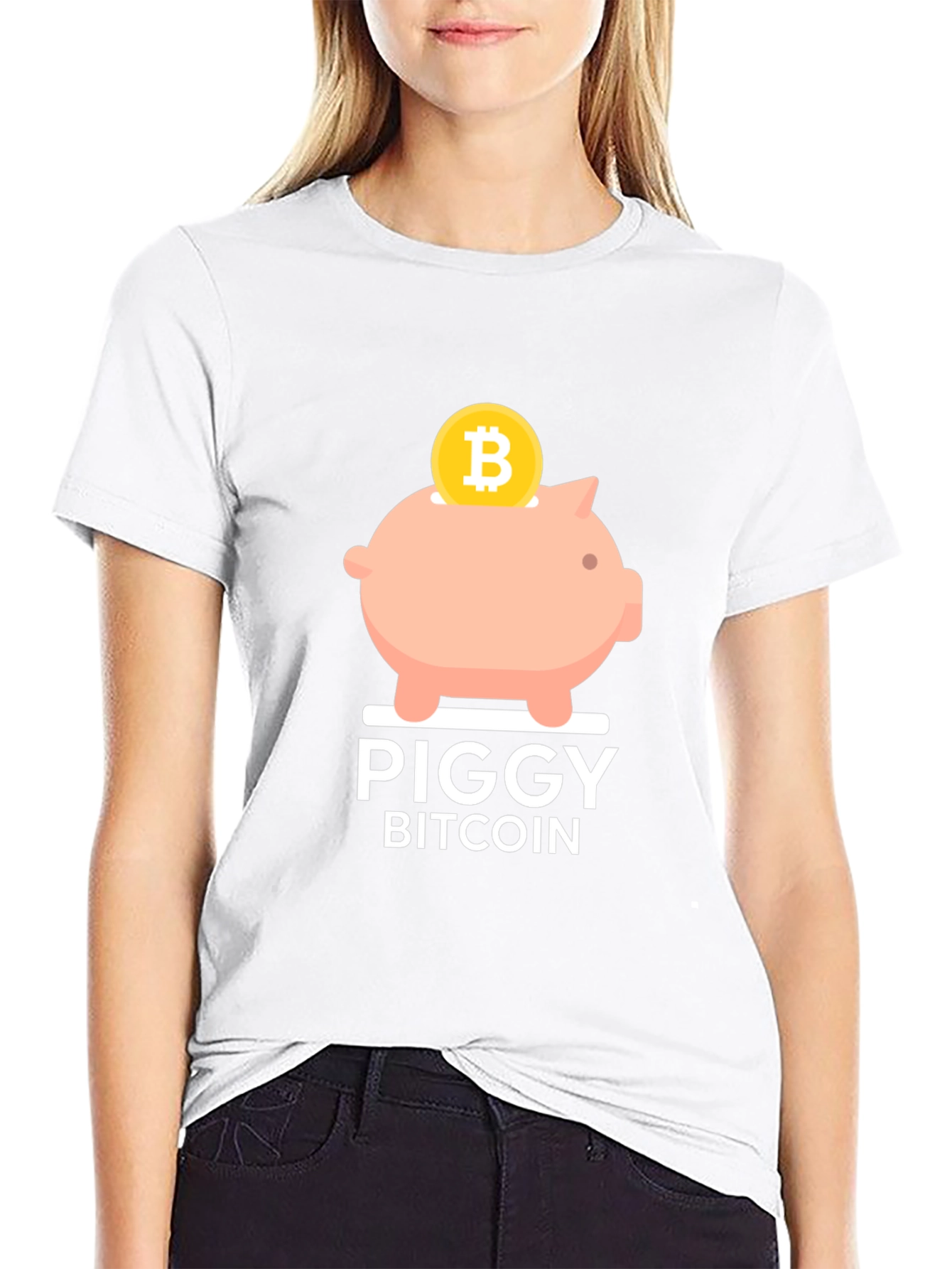 Piggy Bitcoin Black T-Shirt - Crypto Currency Tee