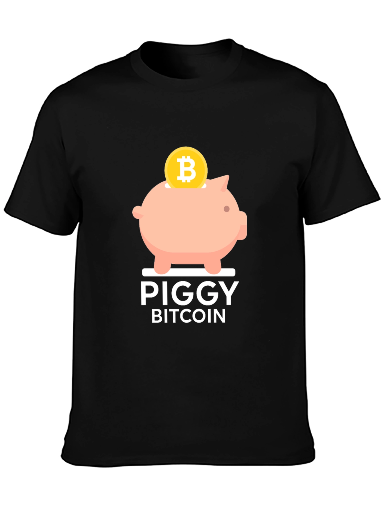 Piggy Bitcoin Black T-Shirt - Crypto Currency Tee