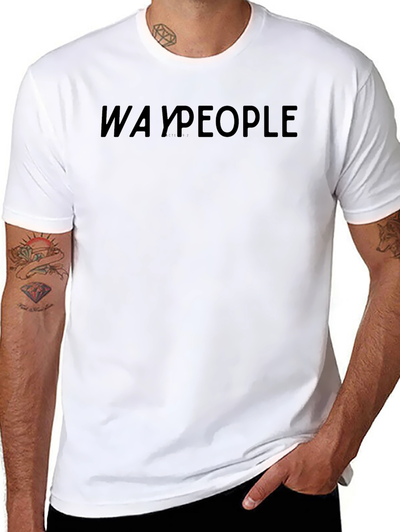 WAYPEOPLE Black T-Shirt - Casual Crew Neck Tee