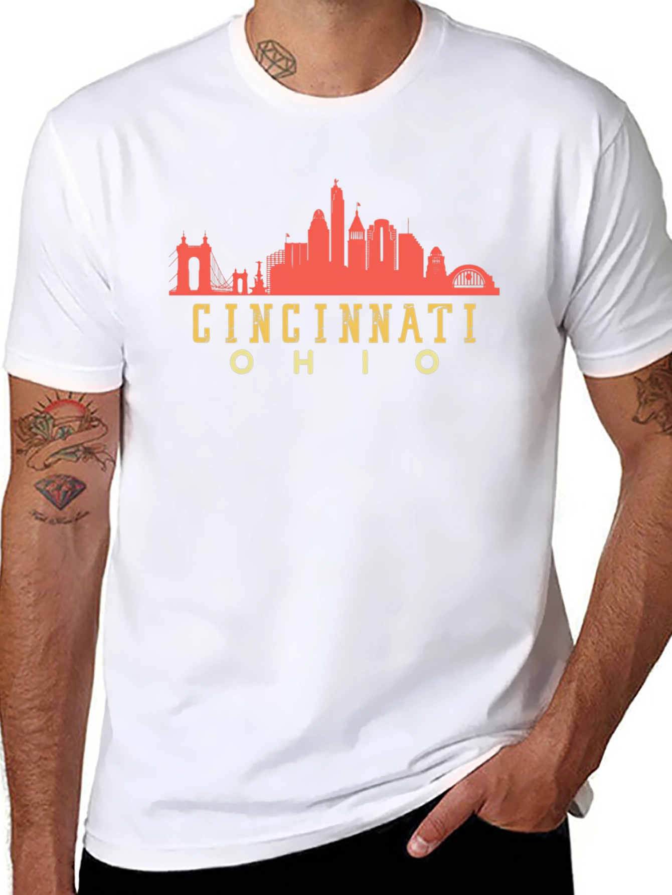 Cincinnati Ohio Skyline Black T-Shirt