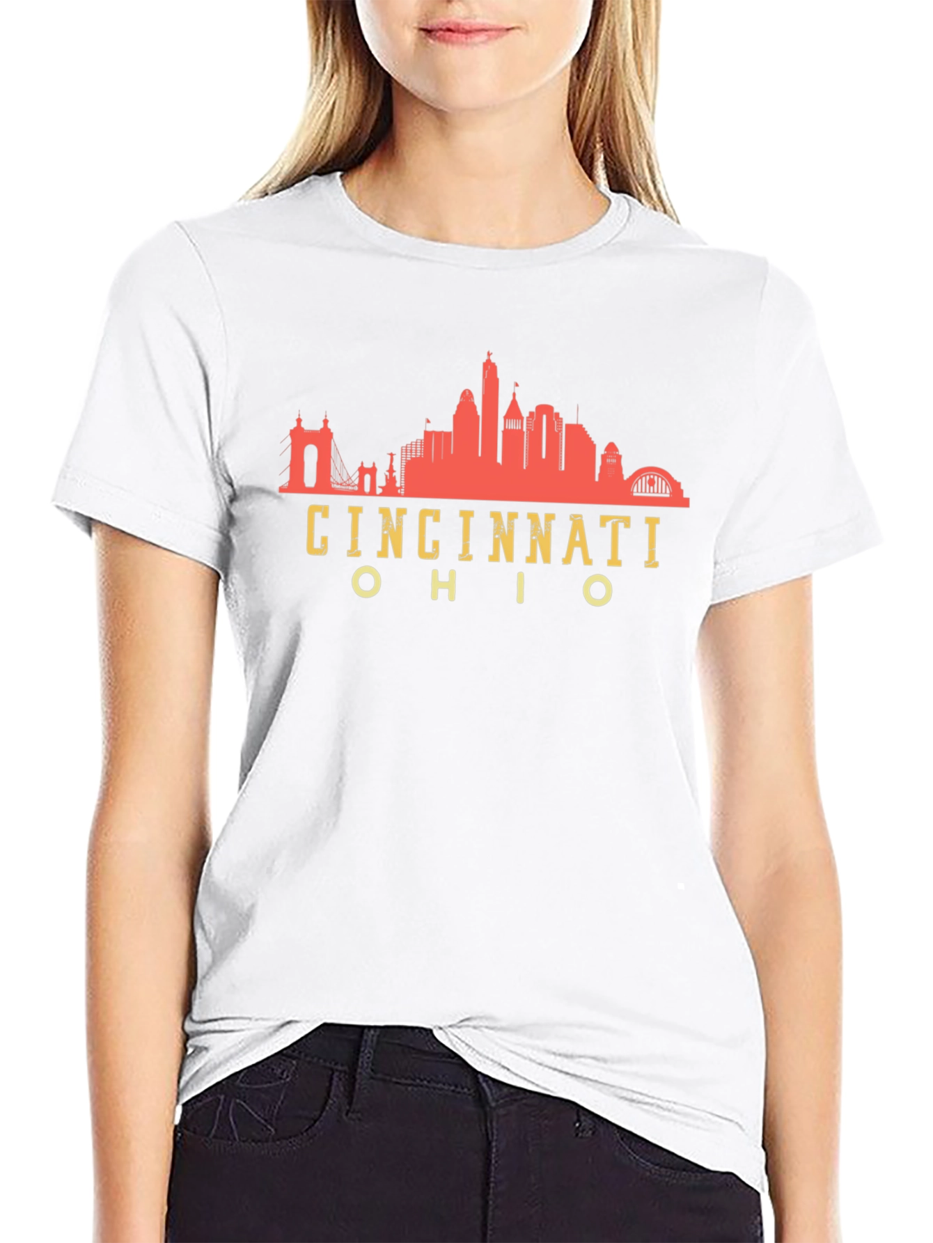 Cincinnati Ohio Skyline Black T-Shirt