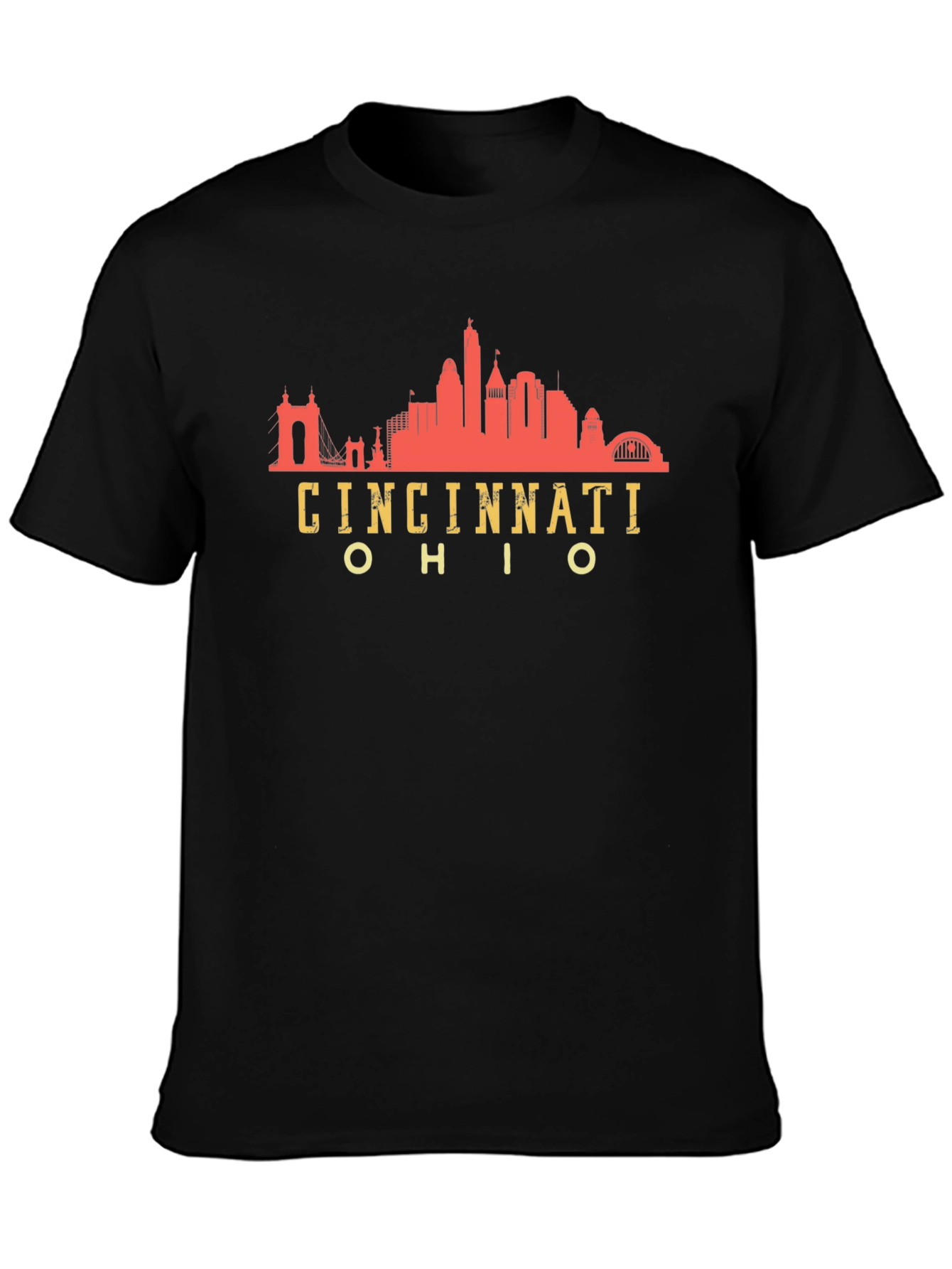 Cincinnati Ohio Skyline Black T-Shirt