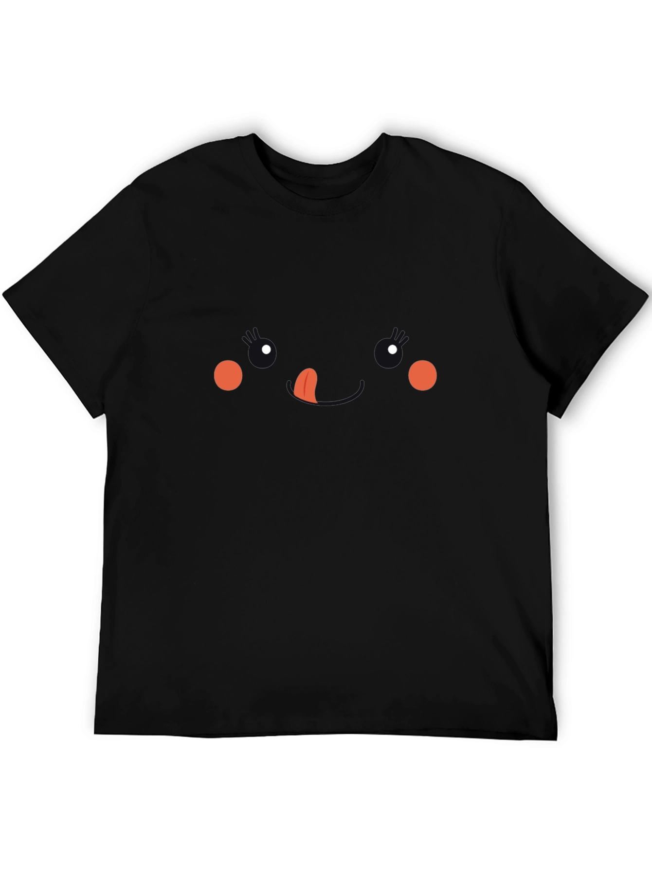 Cute Face Graphic Black T-Shirt