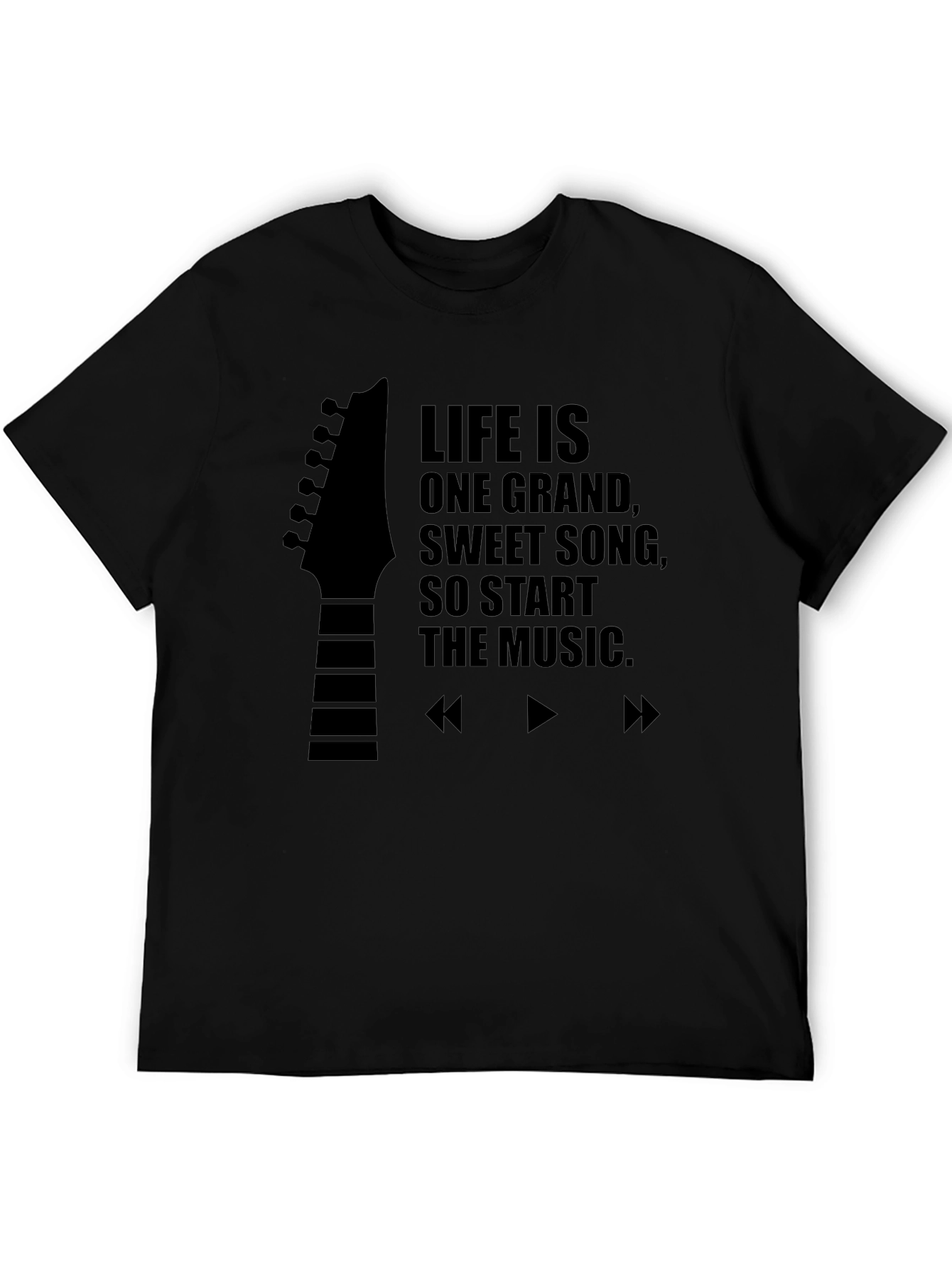 Life Is One Grand Song Black Graphic Tee