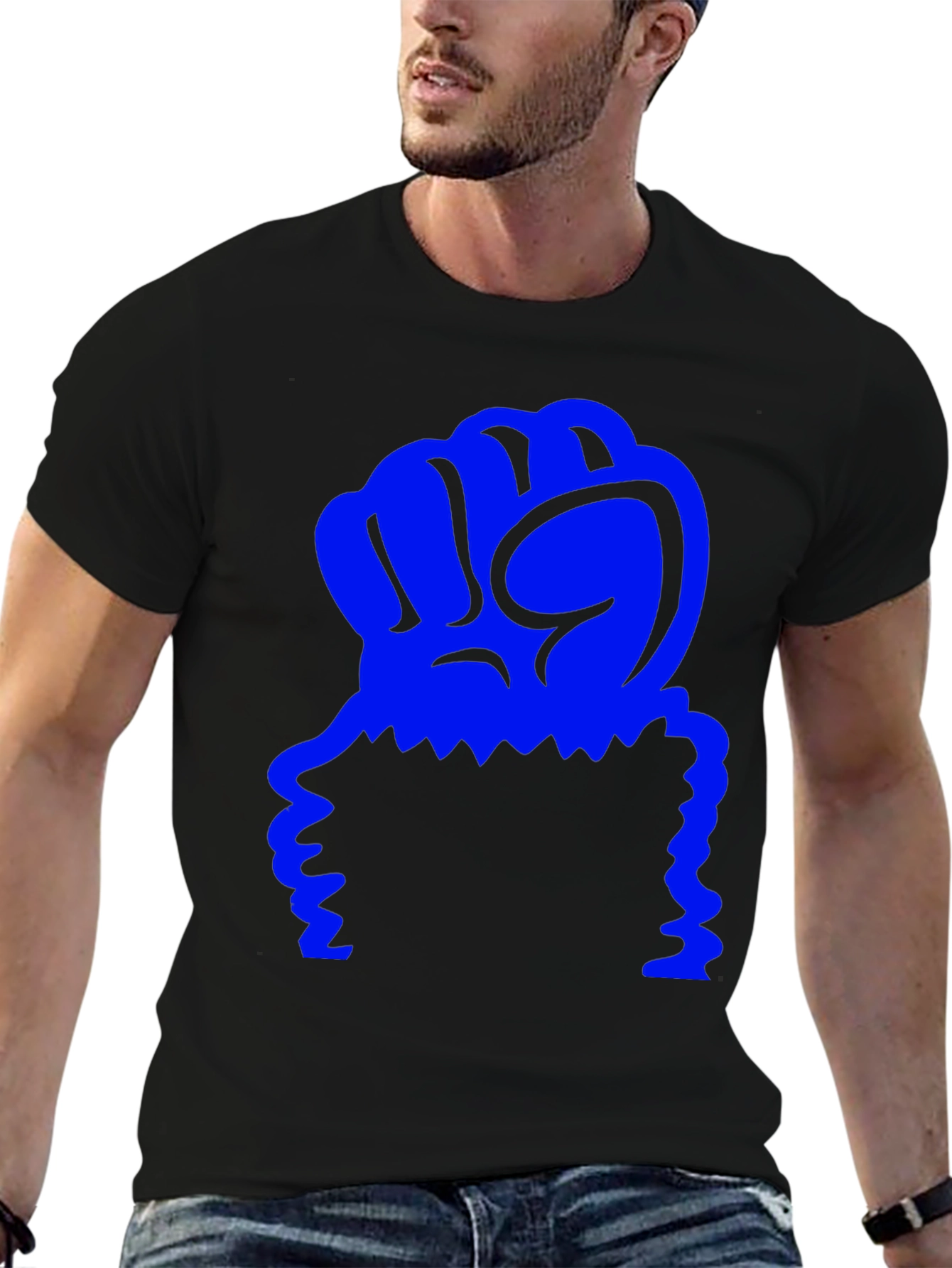Graphic Tee - Blue Fist on Black Shirt
