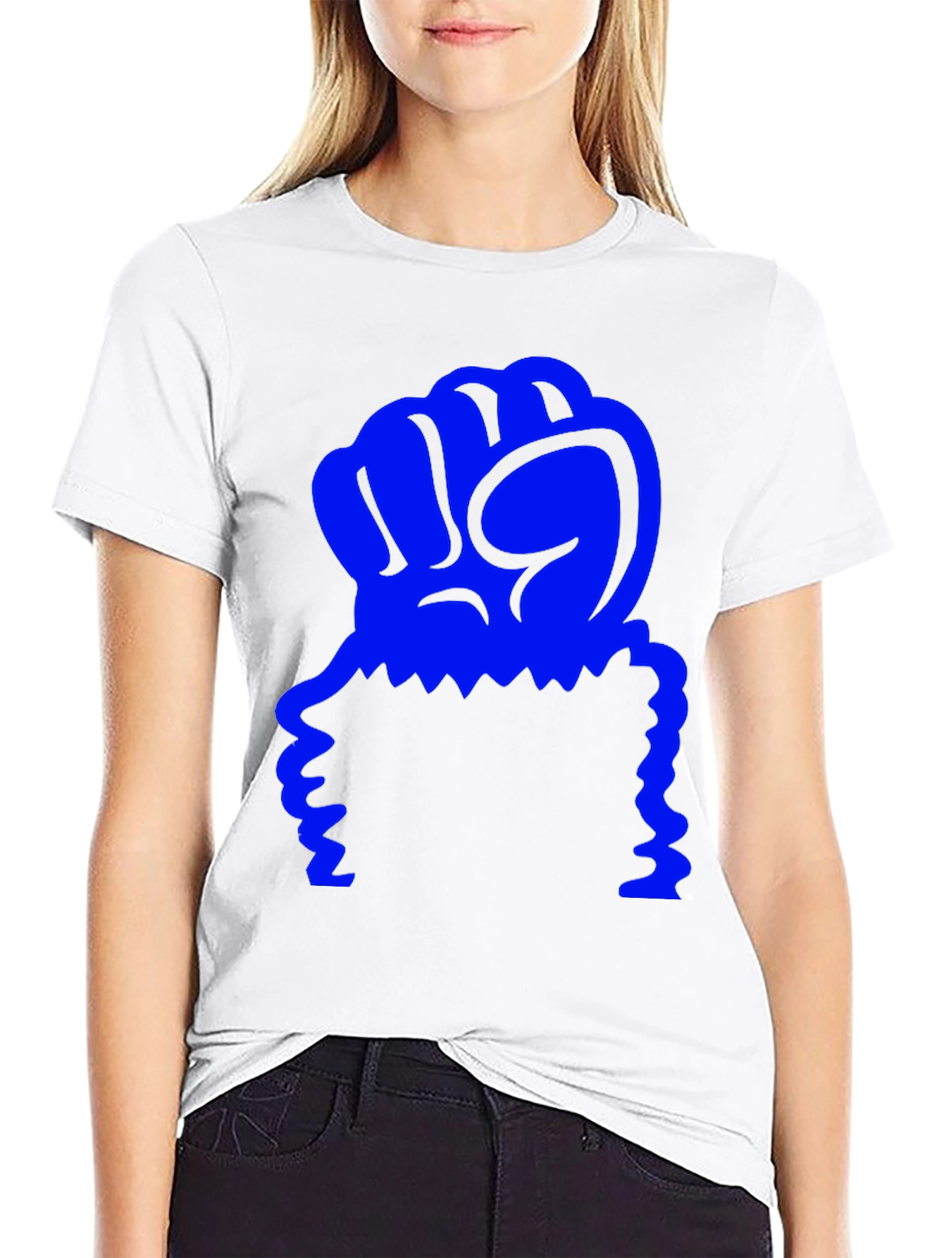 Graphic Tee - Blue Fist on Black Shirt