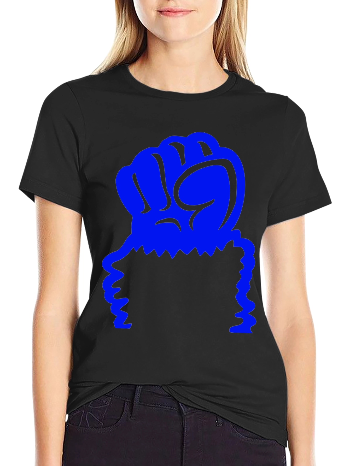 Graphic Tee - Blue Fist on Black Shirt