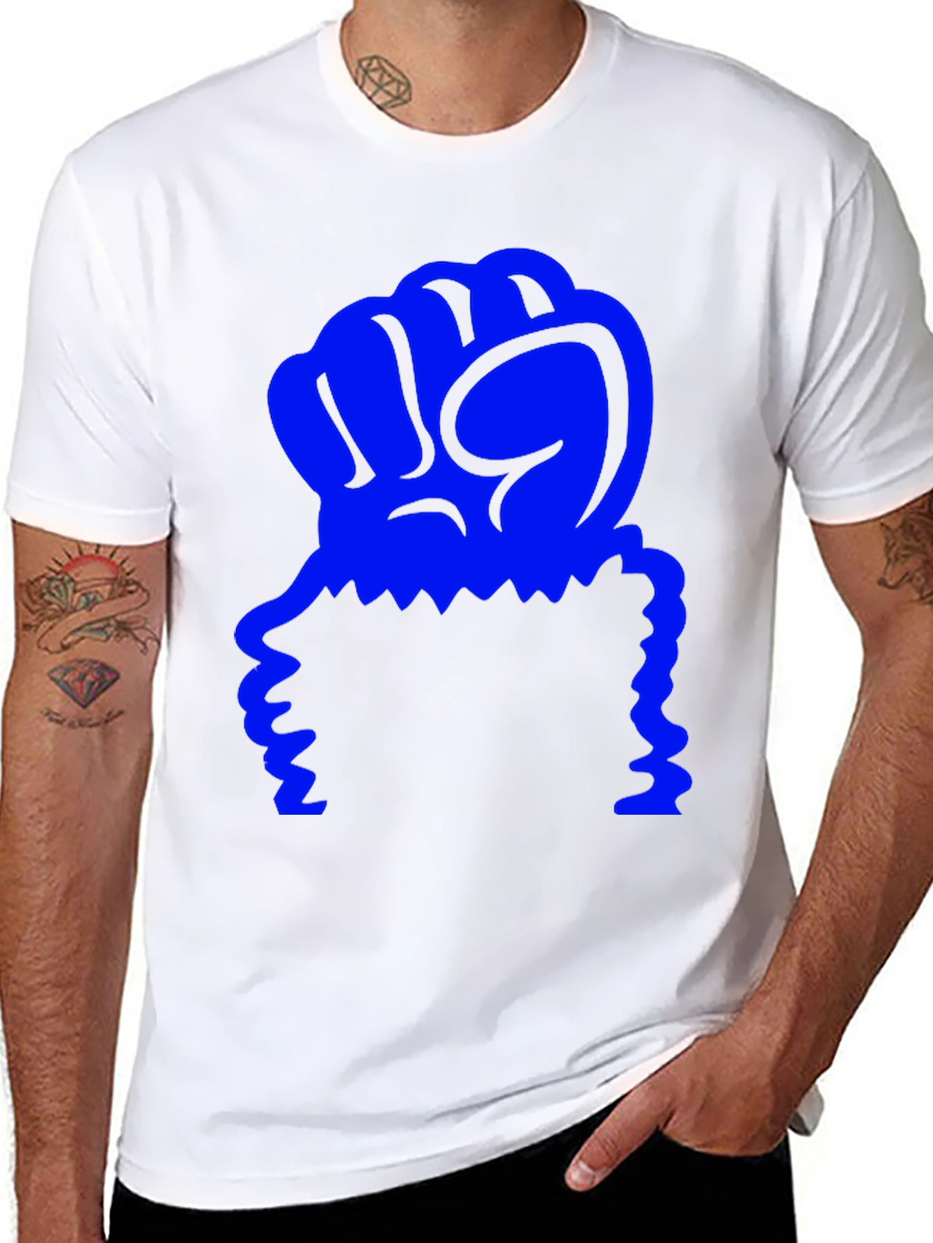 Graphic Tee - Blue Fist on Black Shirt