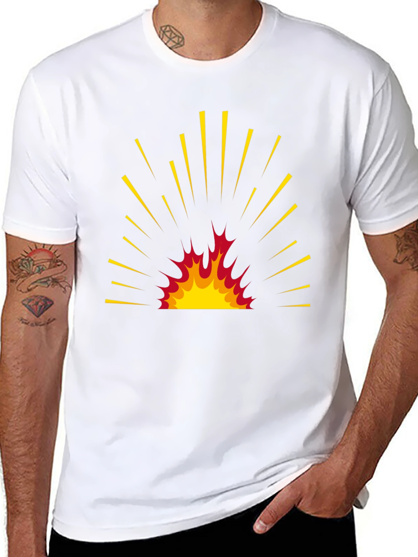 Fiery Burst Graphic Tee - Bold Black T-Shirt