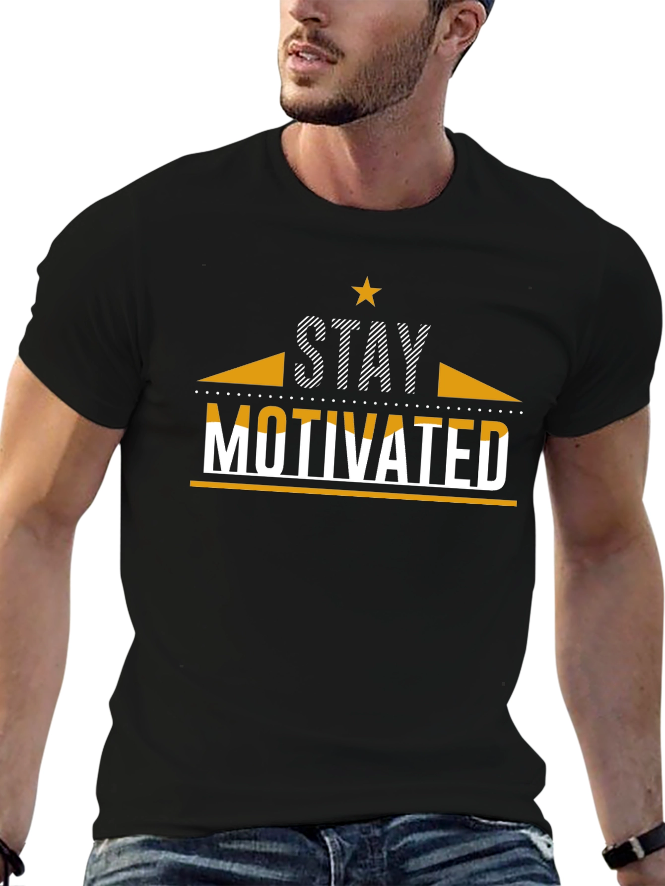 Stay Motivated Graphic T-Shirt - Stylish Black Tee