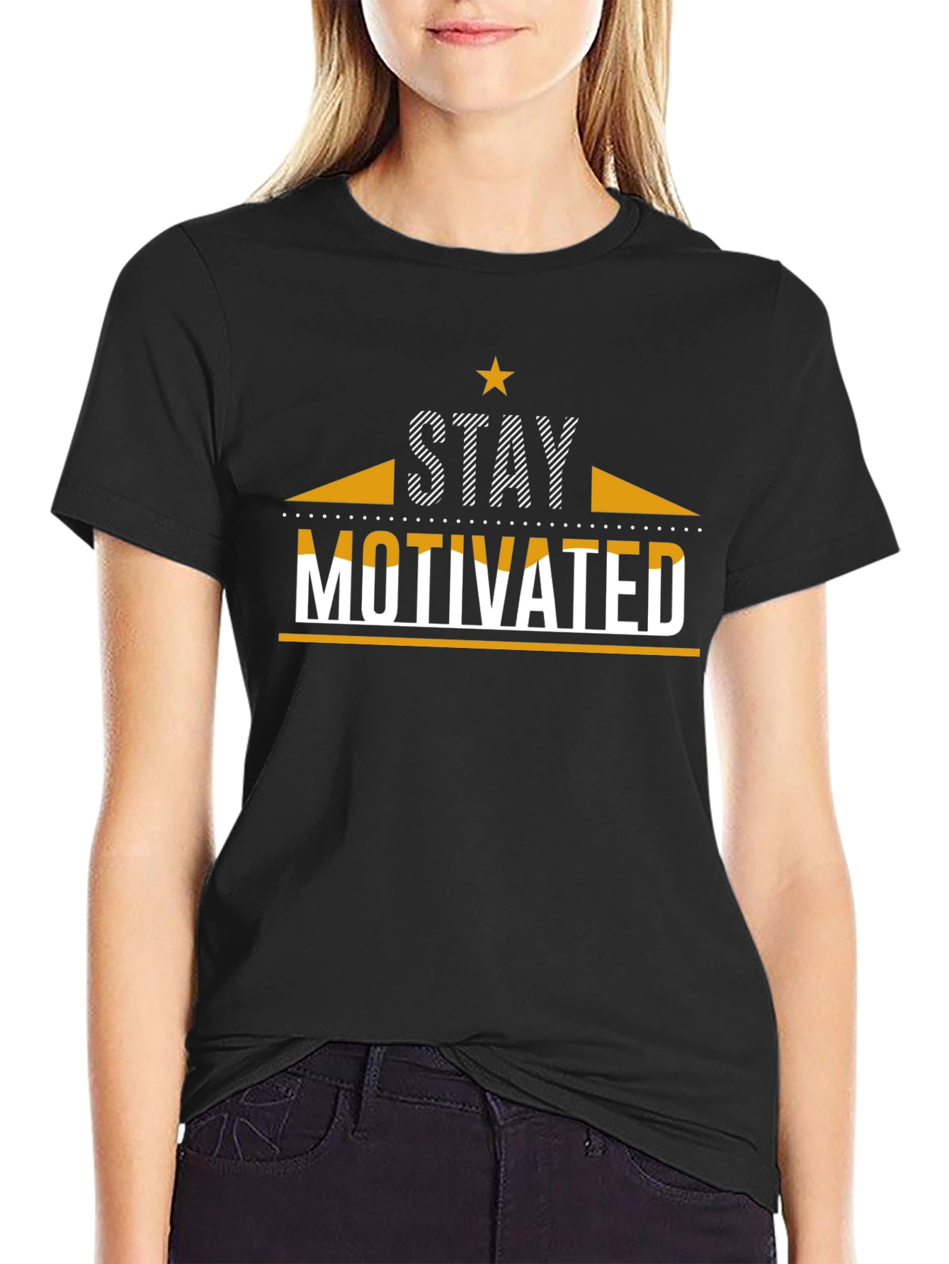 Stay Motivated Graphic T-Shirt - Stylish Black Tee