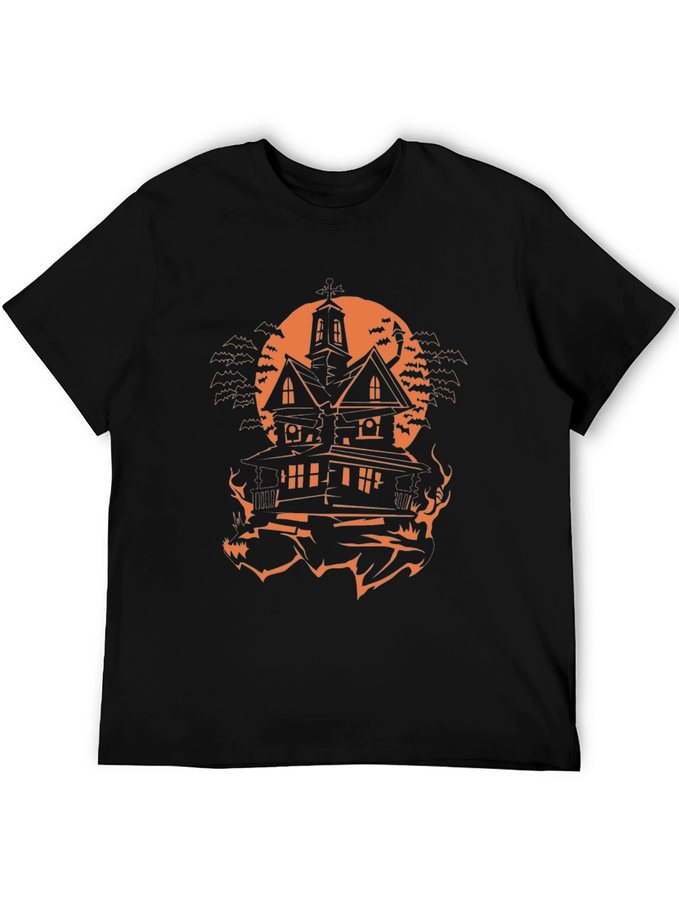 Halloween Haunted House Graphic Tee - Spooky Season Shirt