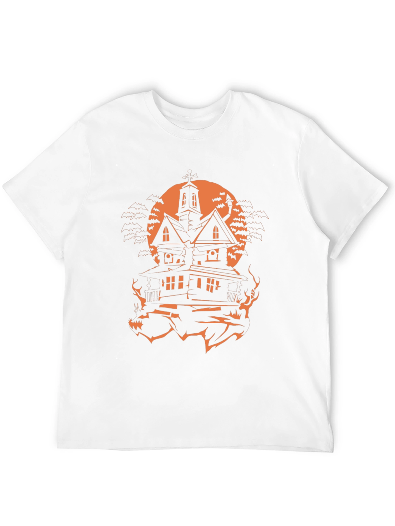 Halloween Haunted House Graphic Tee - Spooky Season Shirt