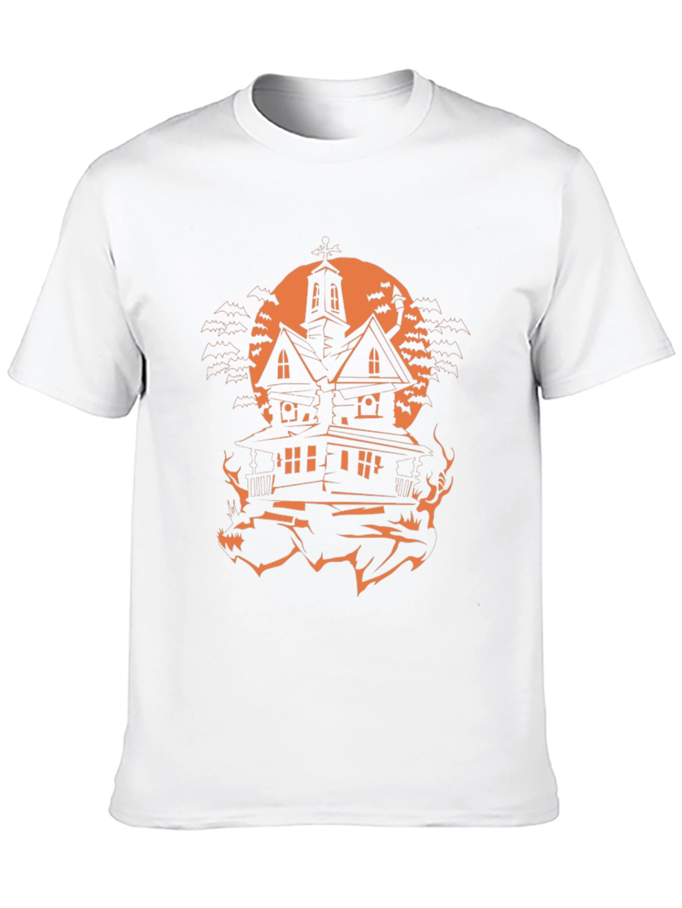 Halloween Haunted House Graphic Tee - Spooky Season Shirt