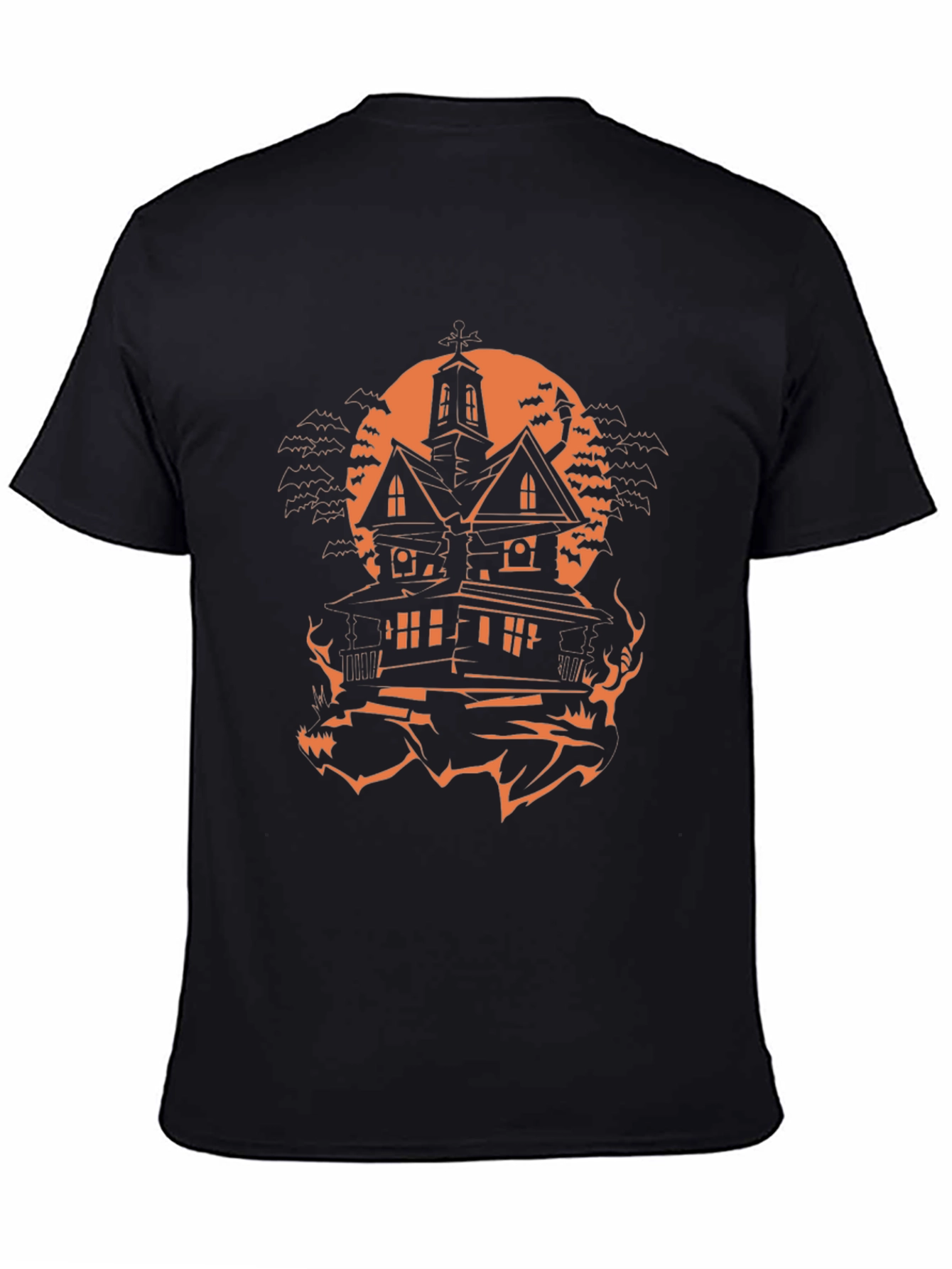 Halloween Haunted House Graphic Tee - Spooky Season Shirt
