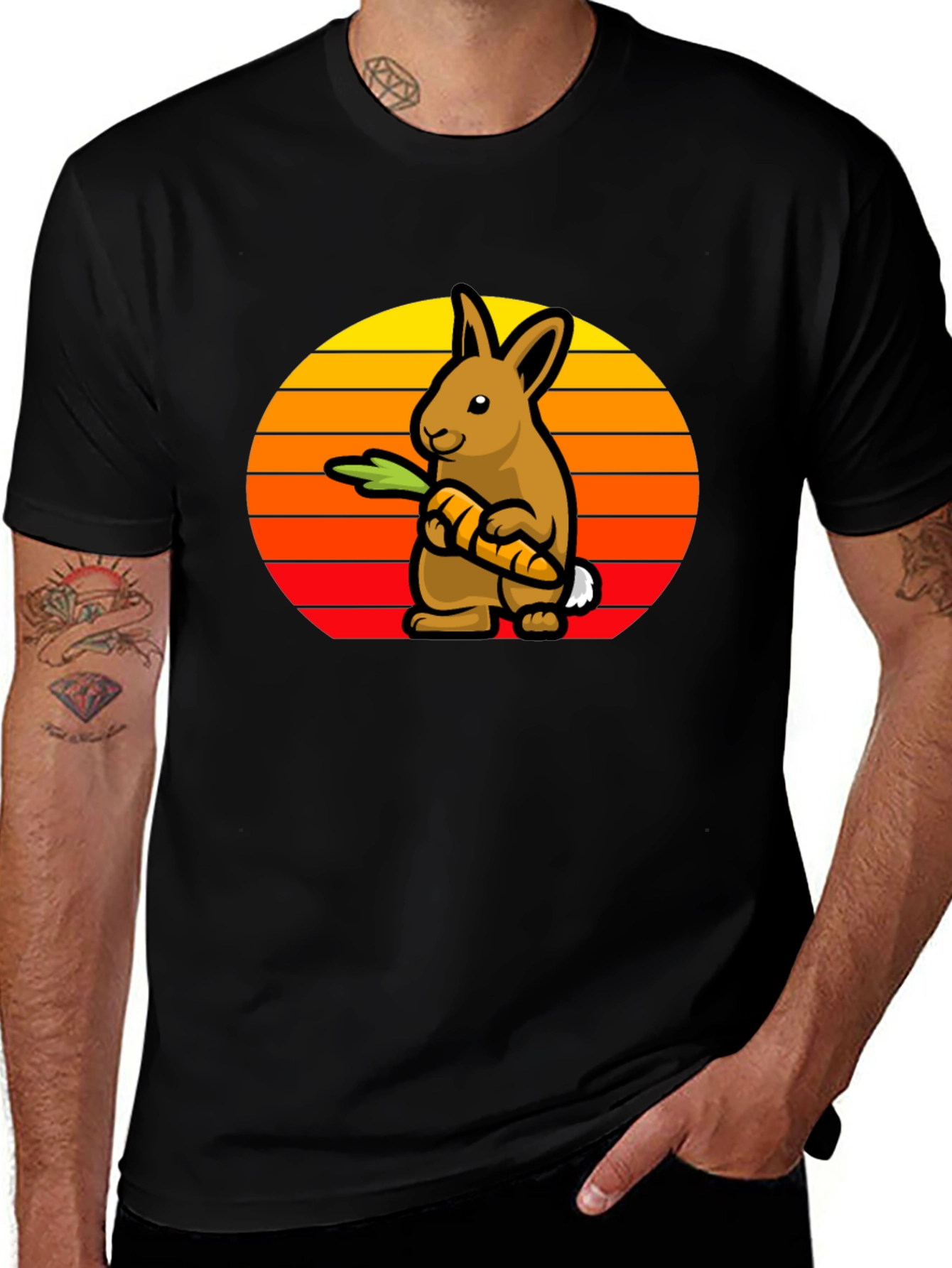 Rabbit Holding Carrot Graphic T-Shirt