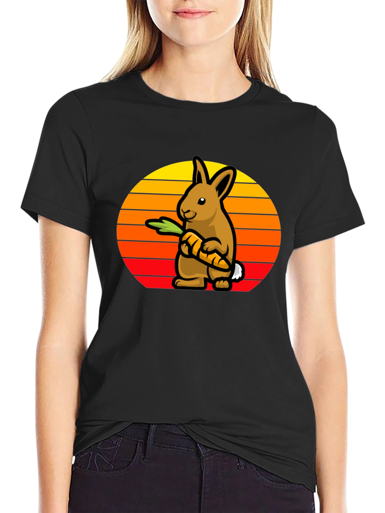 Rabbit Holding Carrot Graphic T-Shirt