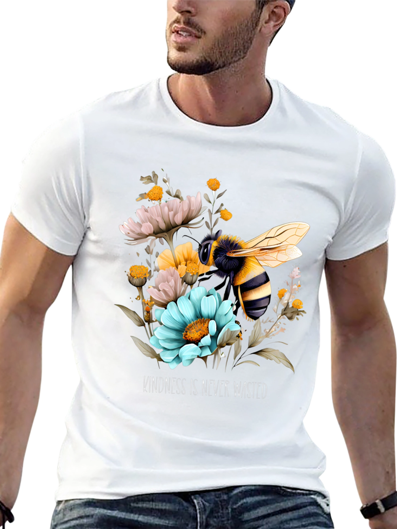 Kindness Never Wasted Floral Bee Graphic Tee
