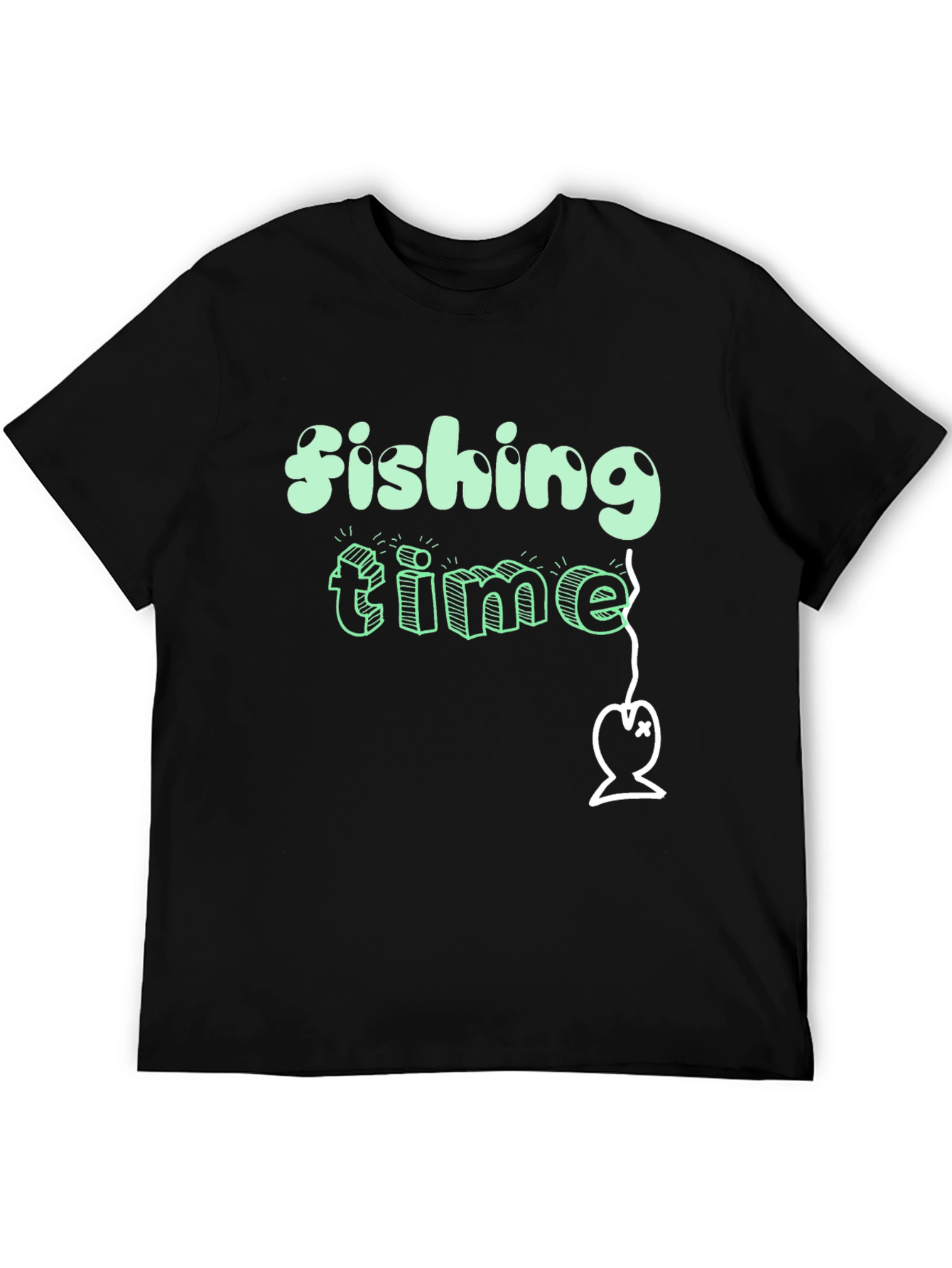 Fishing Time Graphic Tee - Black