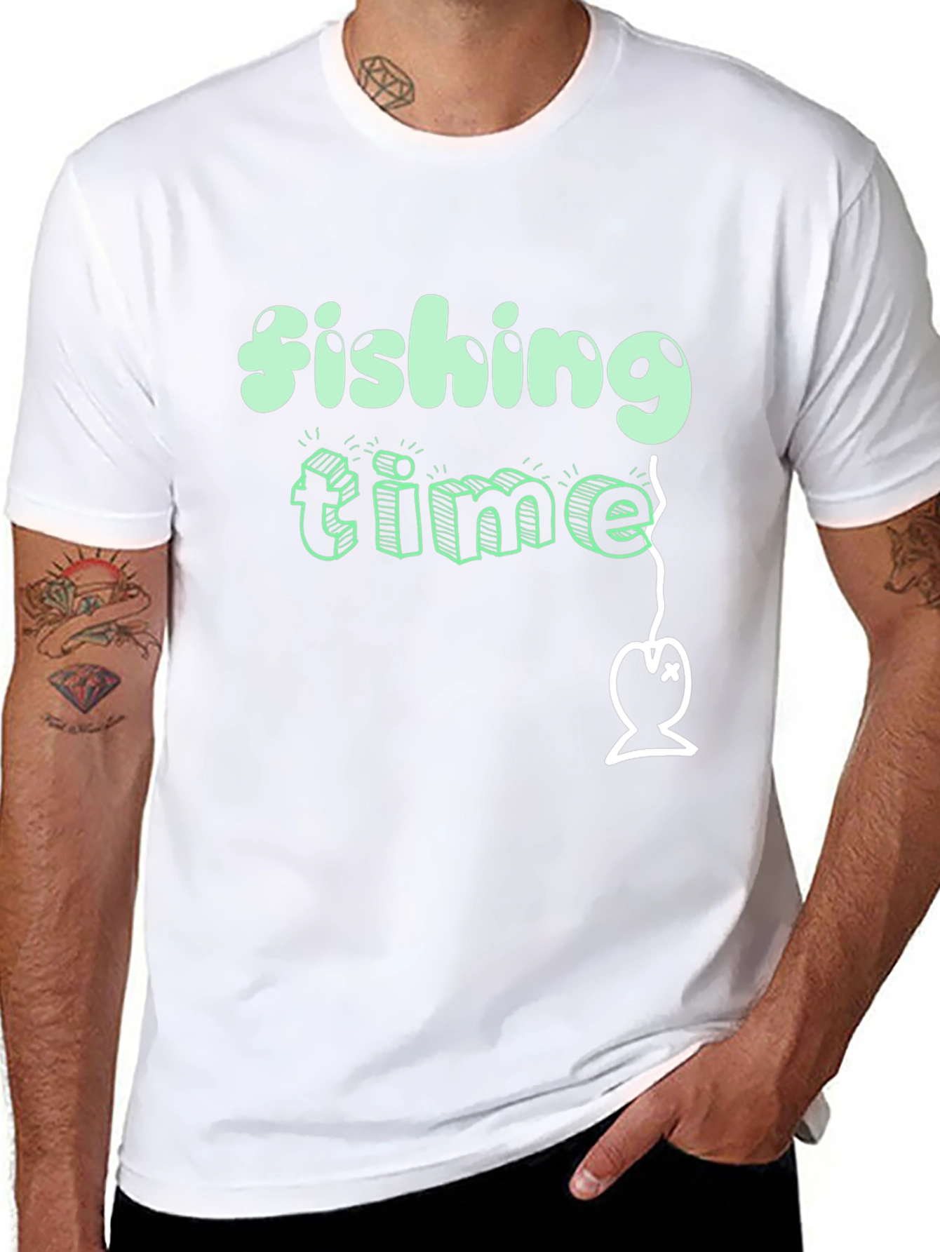 Fishing Time Graphic Tee - Black