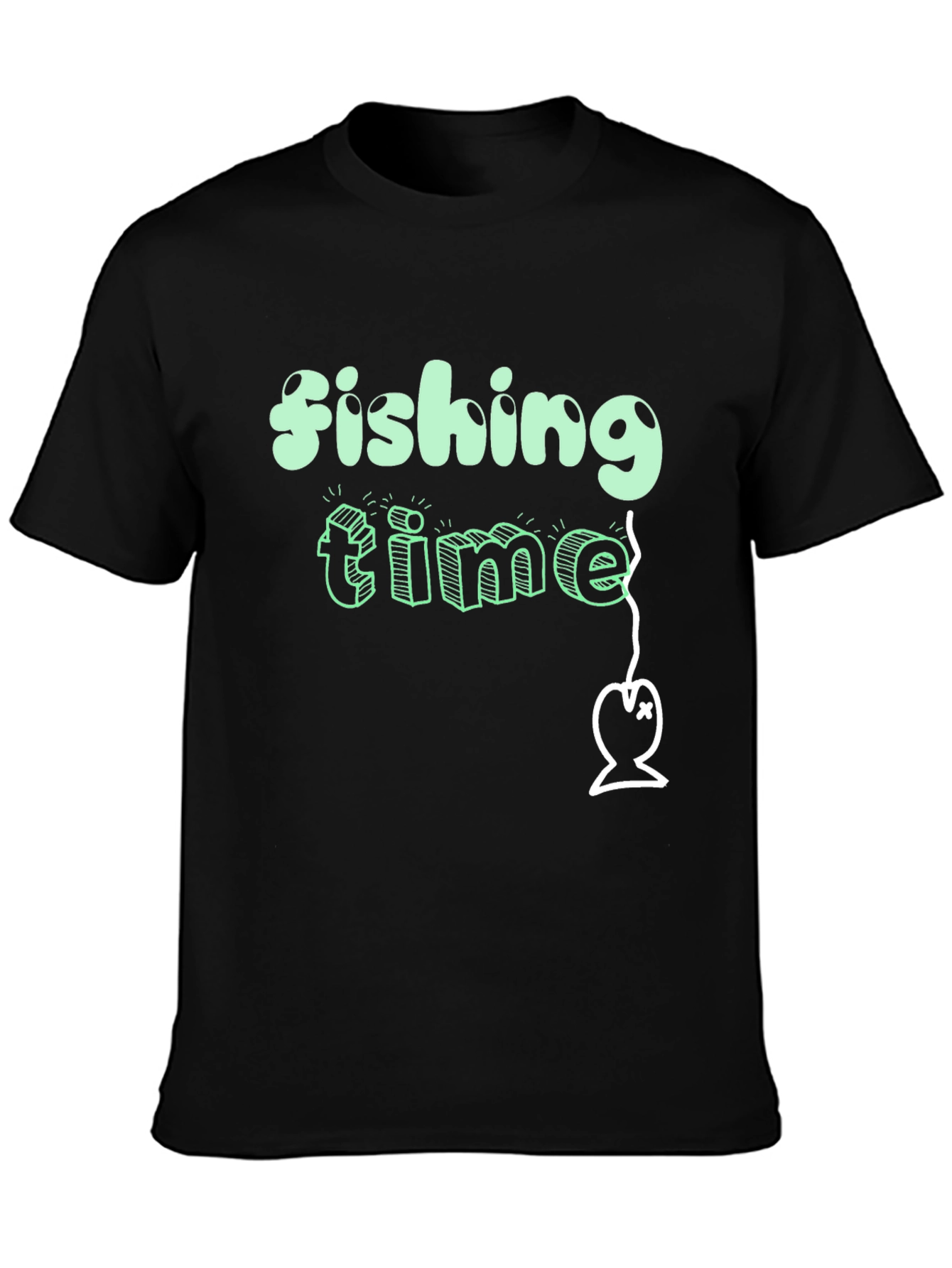 Fishing Time Graphic Tee - Black