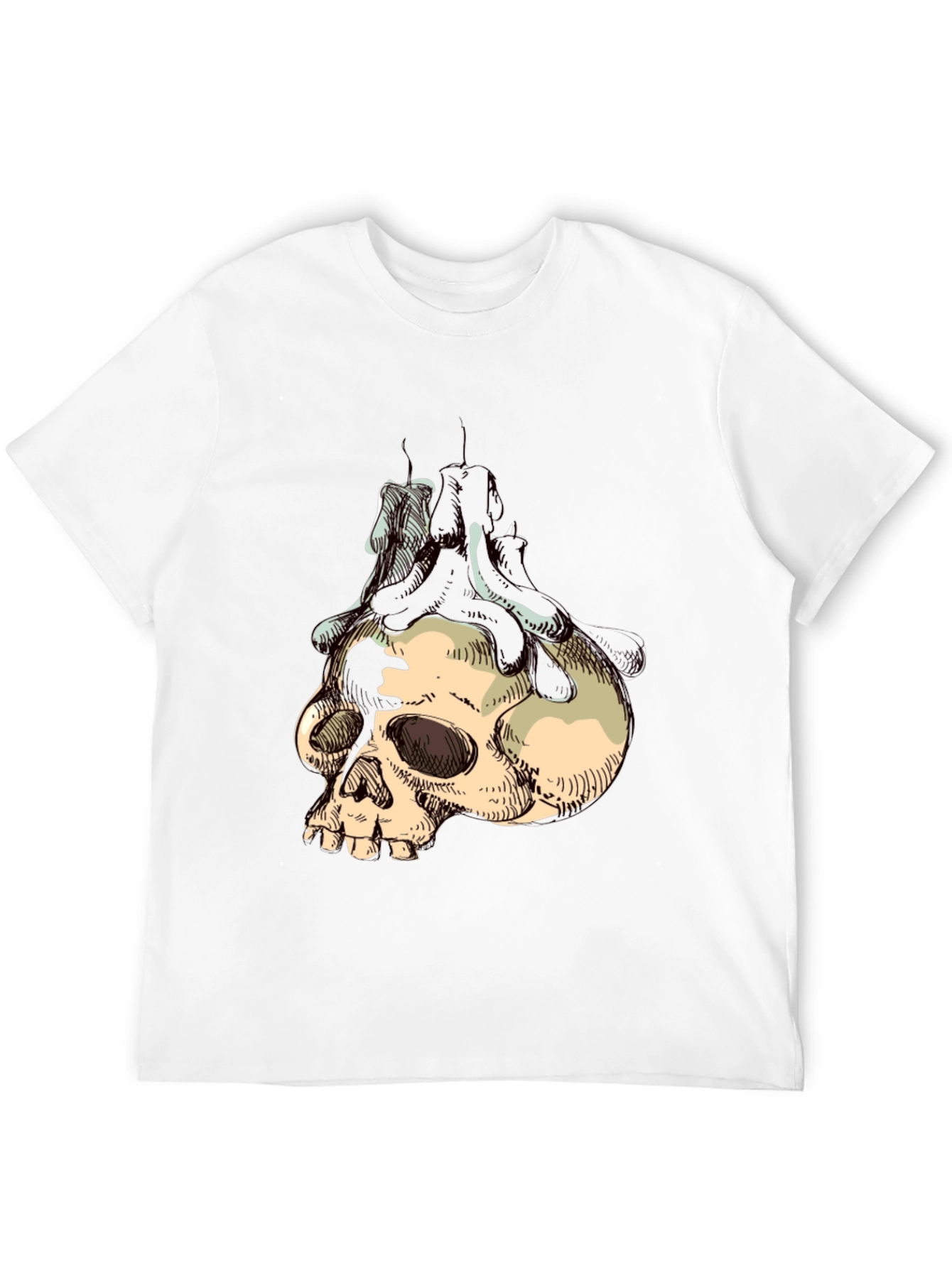 Skull & Candle Graphic T-Shirt - Gothic Style