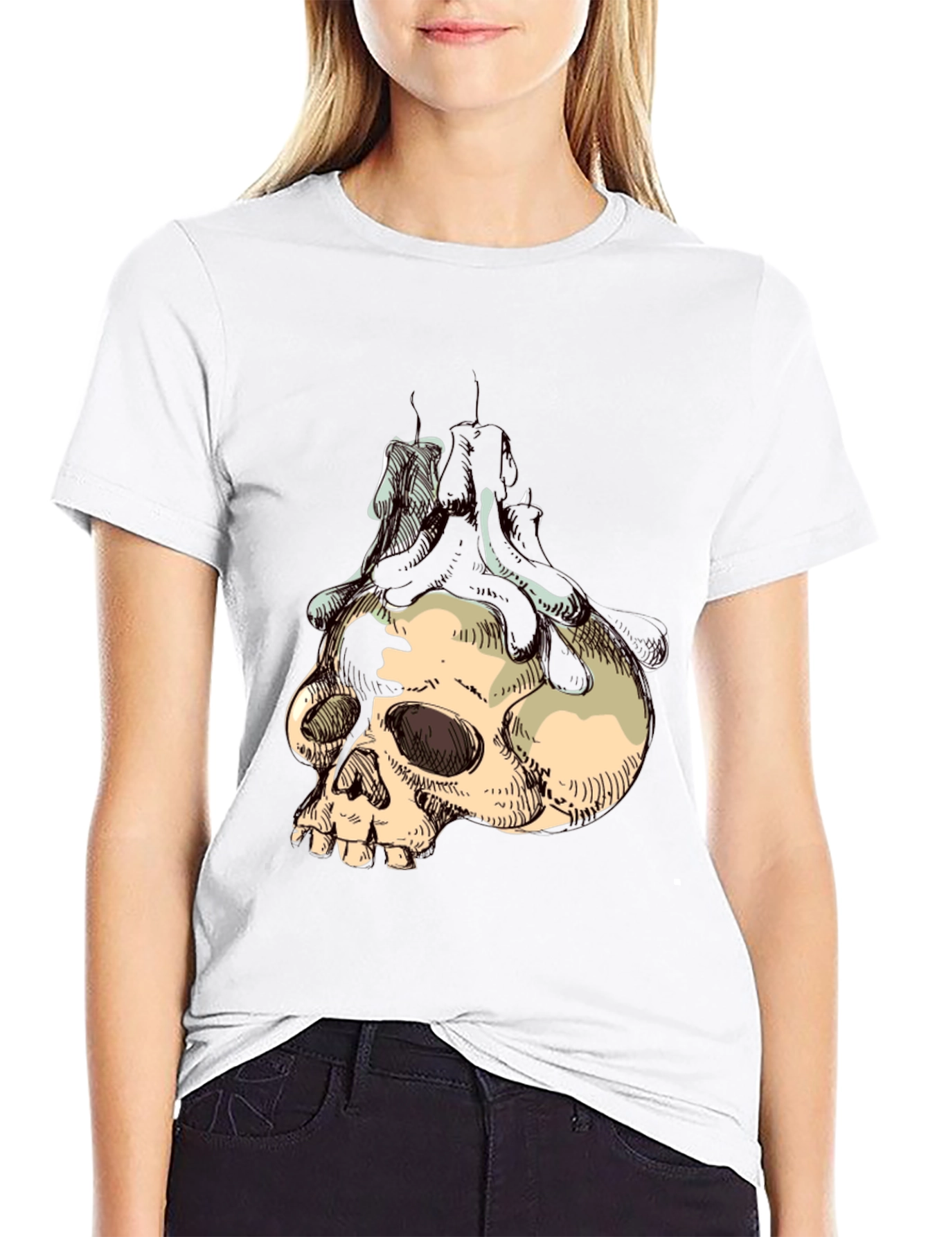 Skull & Candle Graphic T-Shirt - Gothic Style