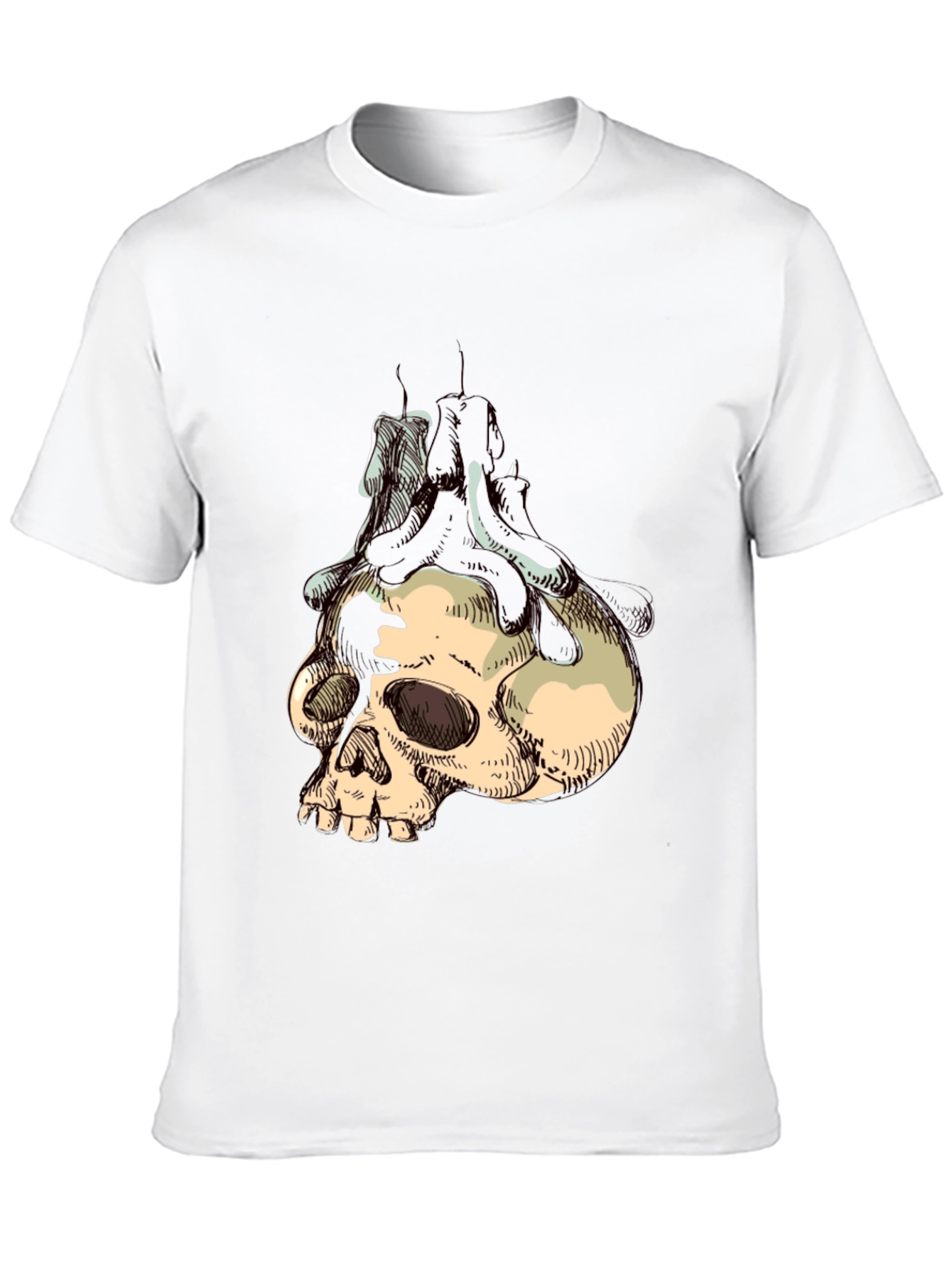 Skull & Candle Graphic T-Shirt - Gothic Style