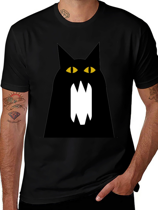 Black Cat Graphic Tee - Mens Cotton T-Shirt