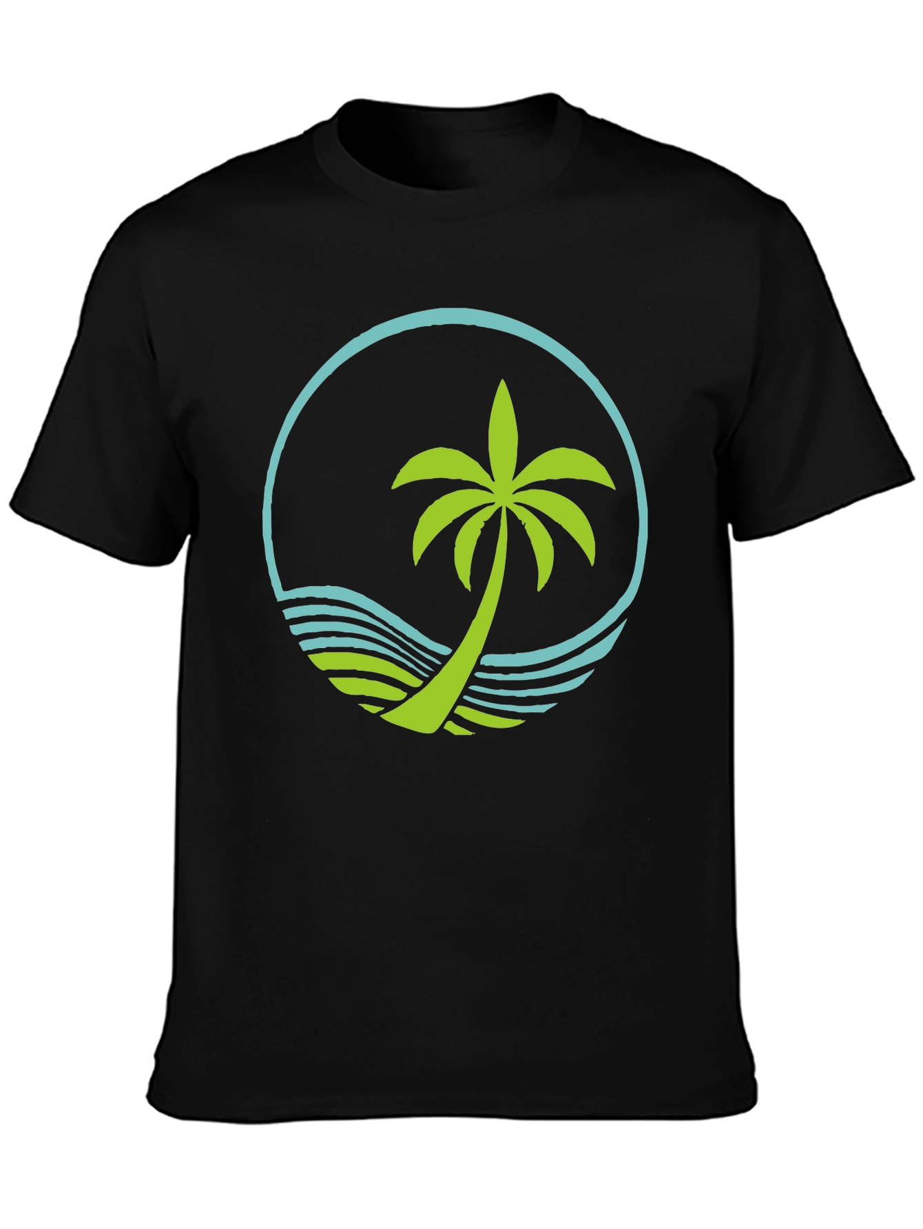 Tropical Palm Tree Graphic Tee - Black