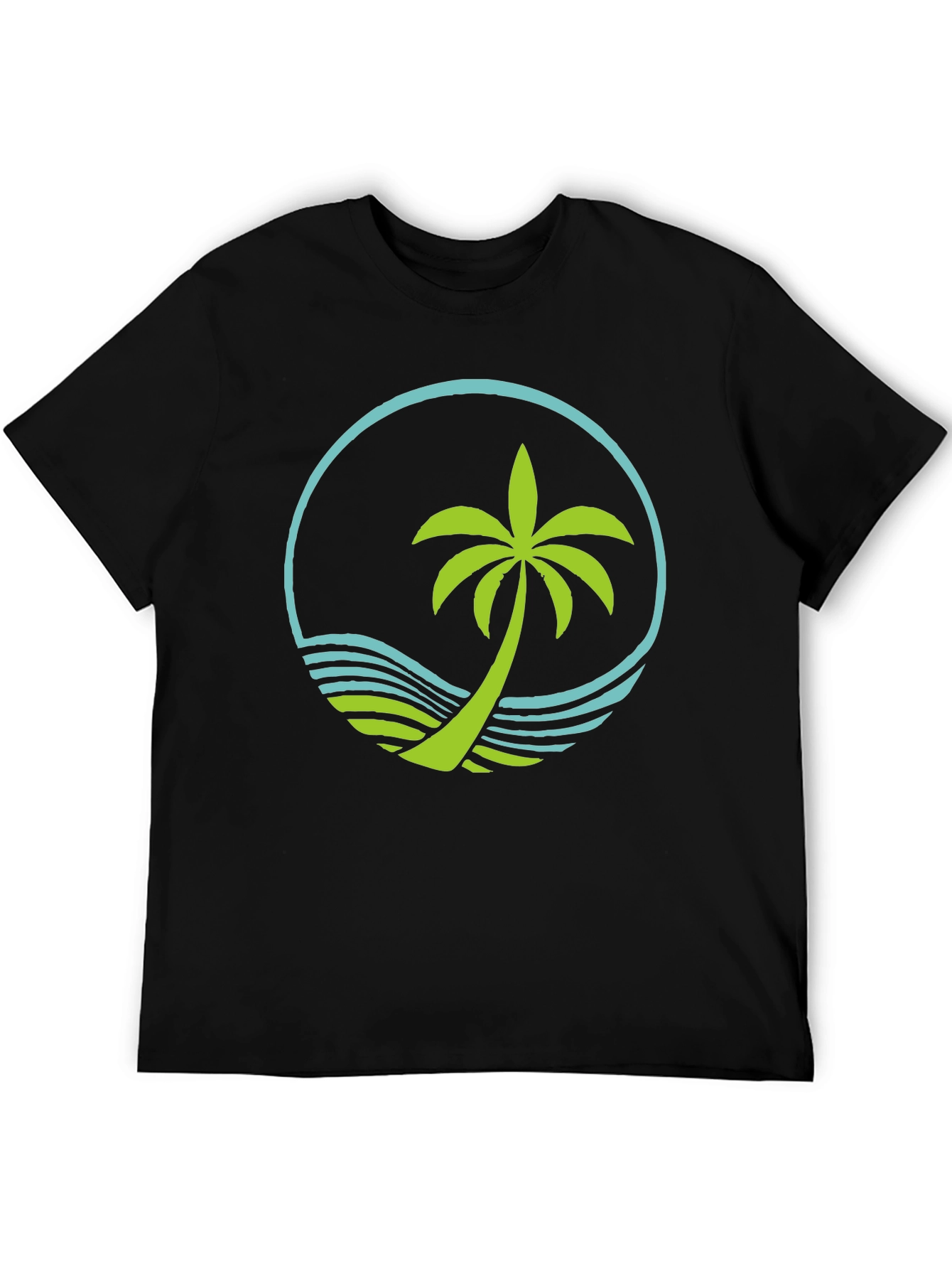 Tropical Palm Tree Graphic Tee - Black