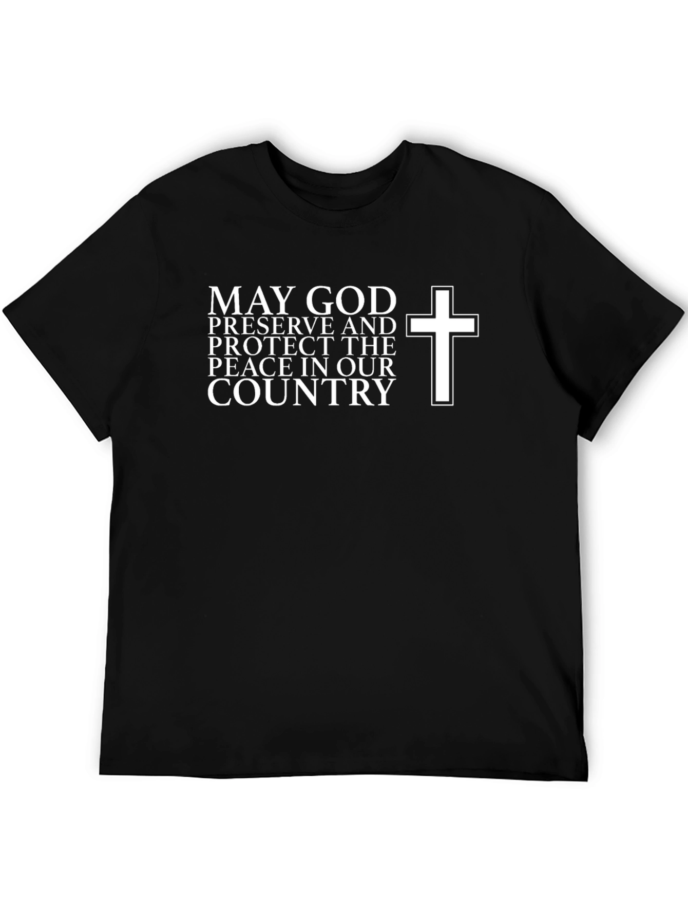 May God Protect Peace Black Graphic Tee