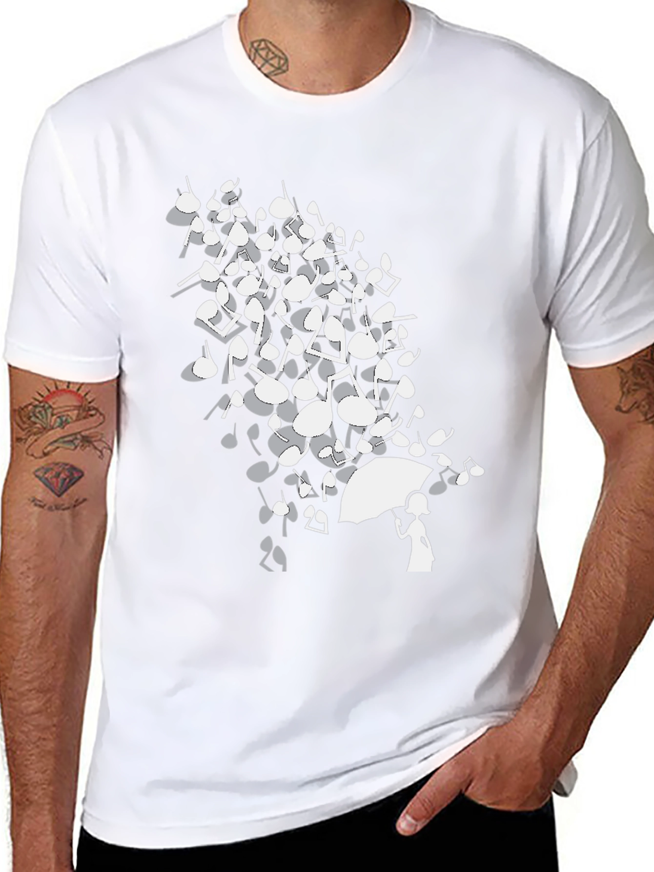 Musical Notes Umbrella Graphic T-Shirt