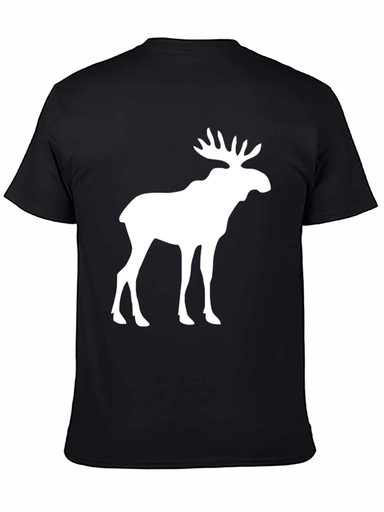 Moose Graphic Print Black T-Shirt