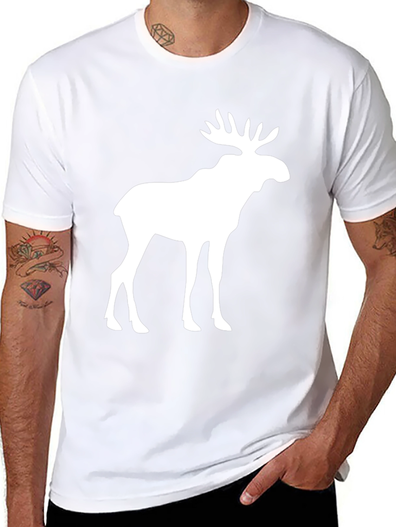 Moose Graphic Print Black T-Shirt