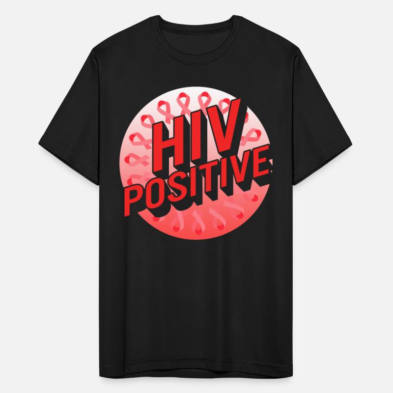 Word Aids Days Shirt, HIV Positive Red Ribbon Tee