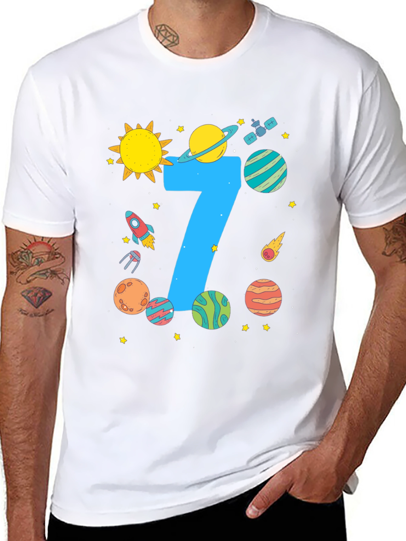 Space Themed 7th Birthday T-Shirt