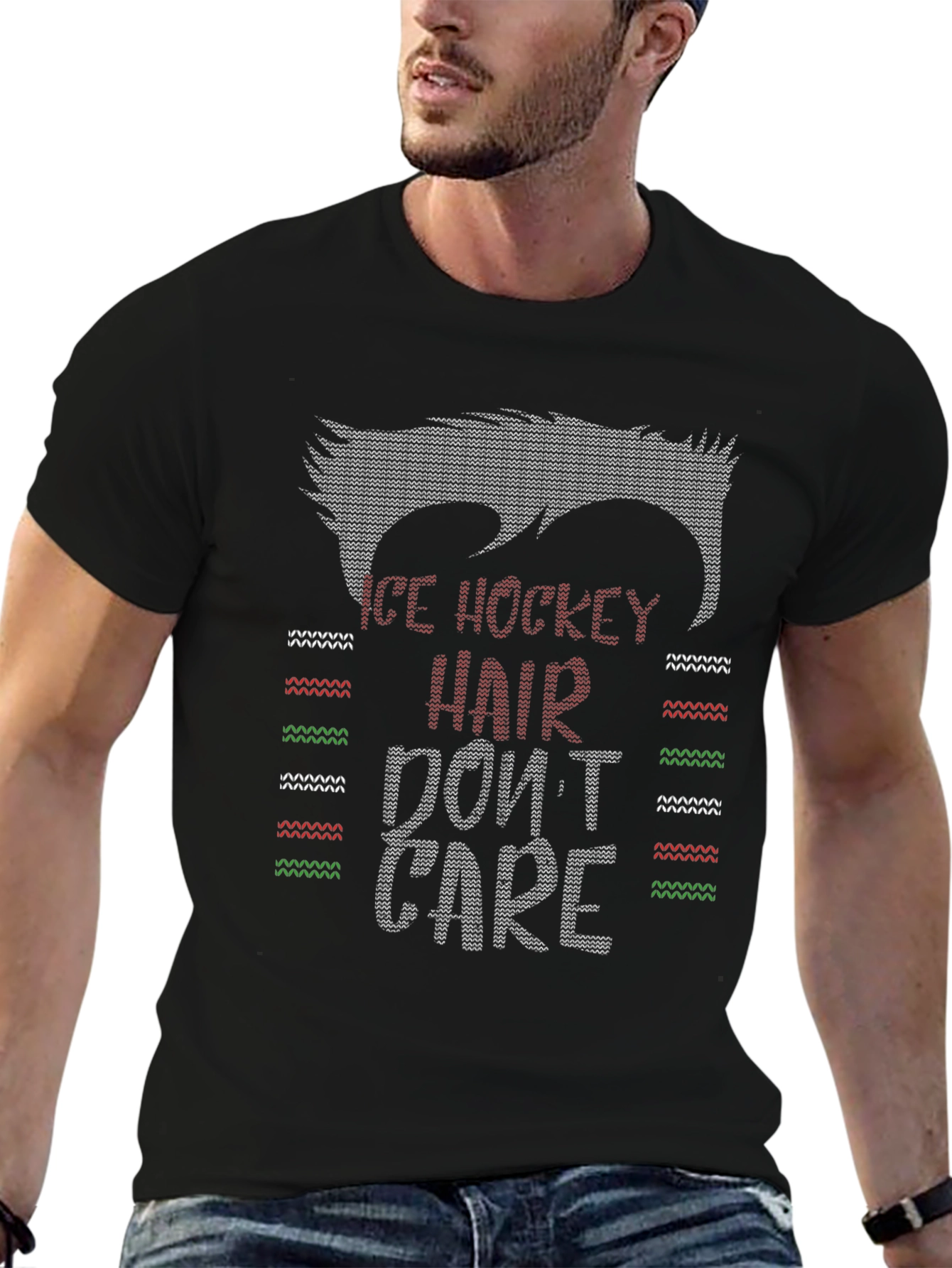 Ice Hockey Hair T-Shirt - Dont Care Graphic Tee