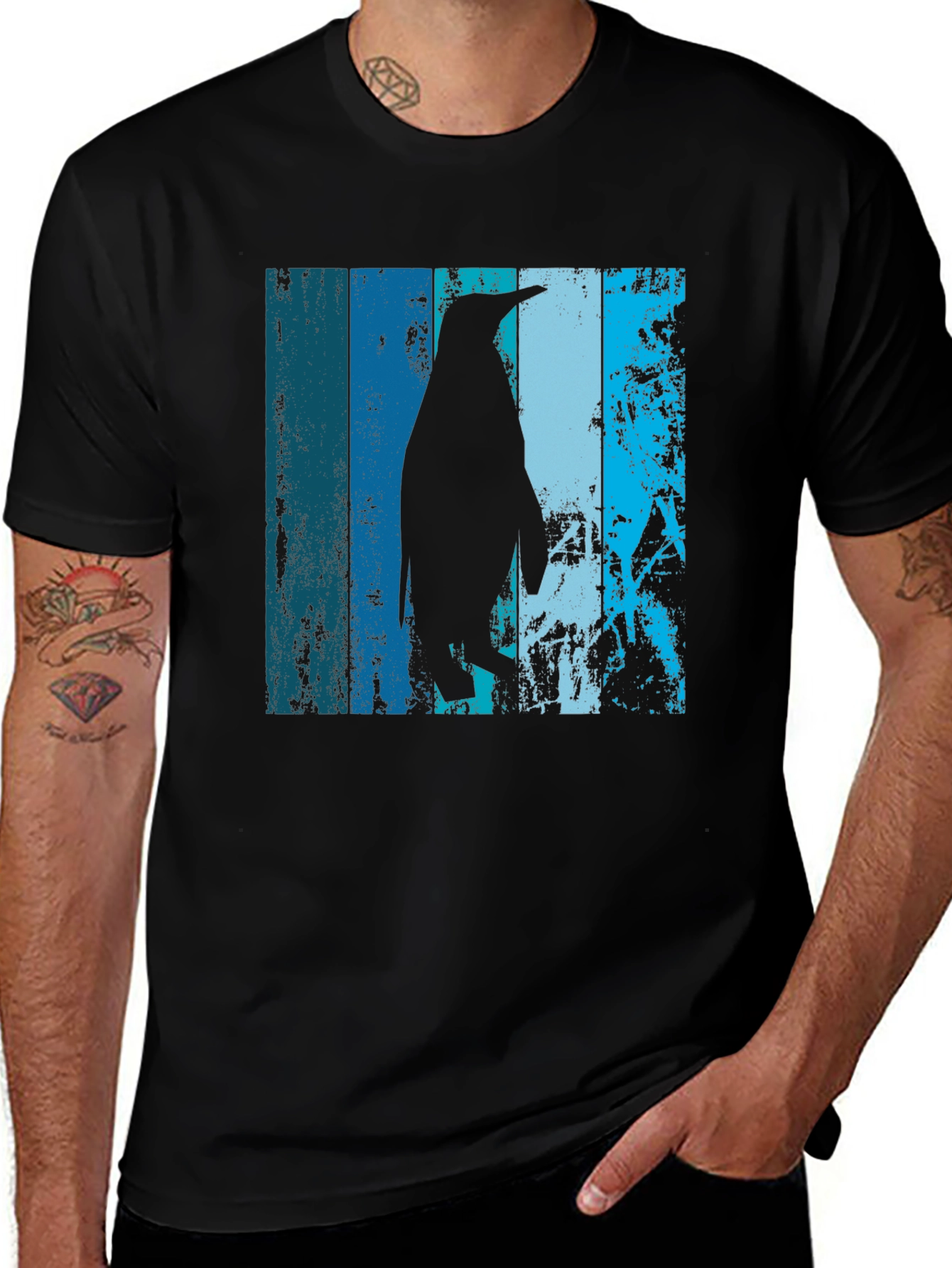 Cool Penguin Graphic T-Shirt - Black