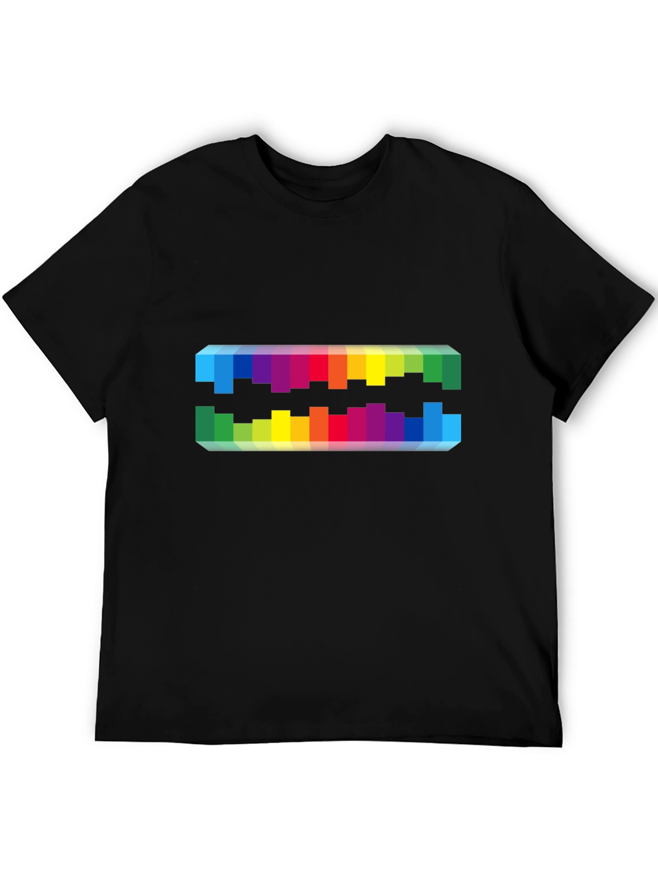 Rainbow Pixel Graphic Black T-Shirt