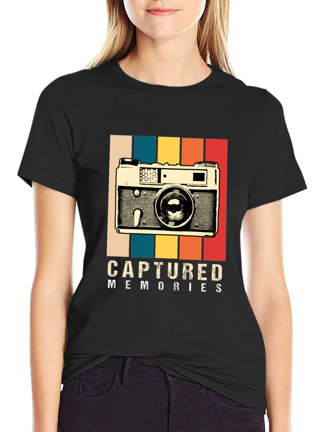 Captured Memories Retro Camera Graphic T-Shirt