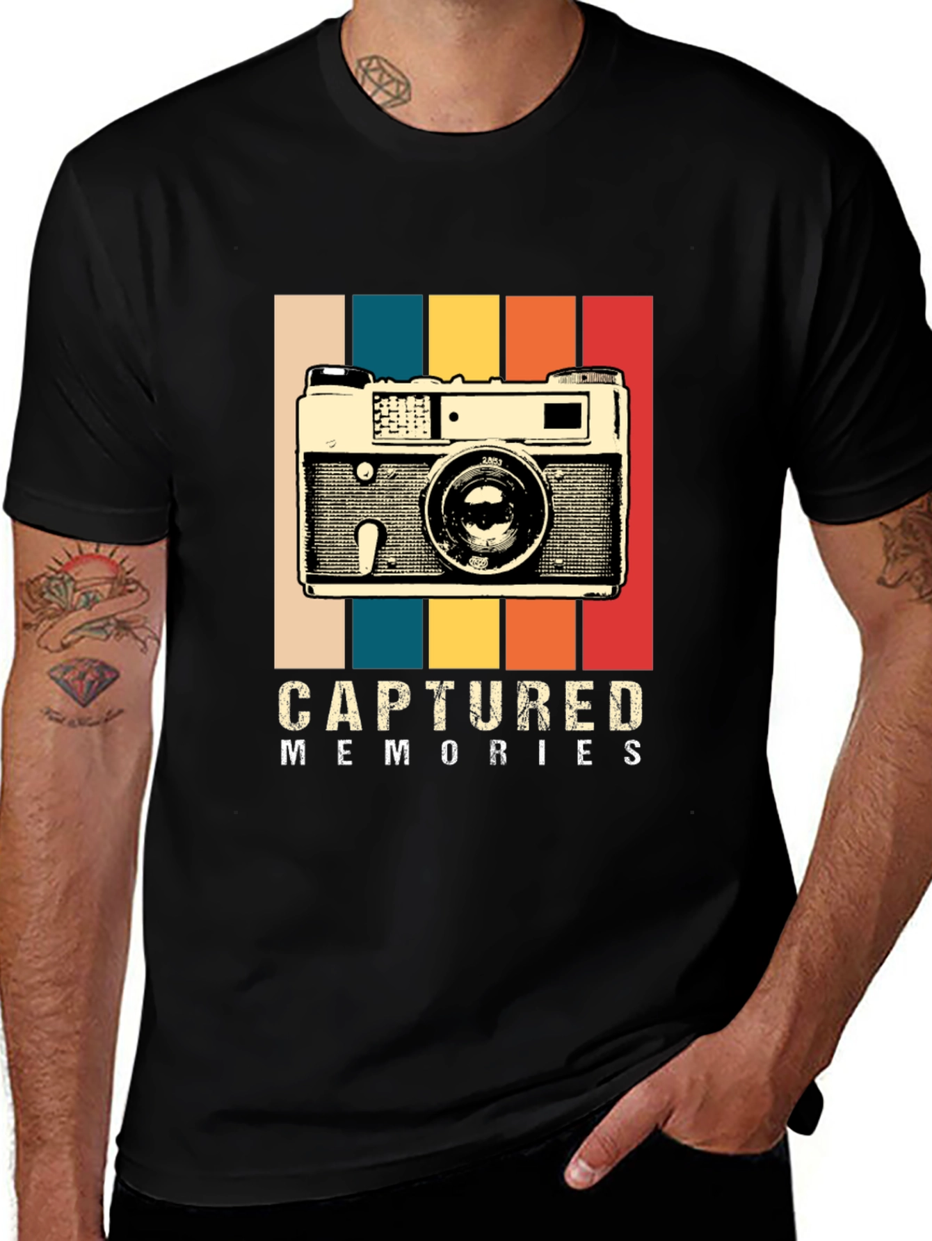 Captured Memories Retro Camera Graphic T-Shirt