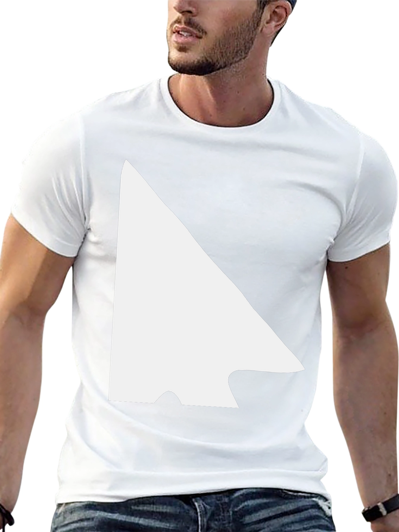 Modern Black Tee with White Arrowhead Graphic
