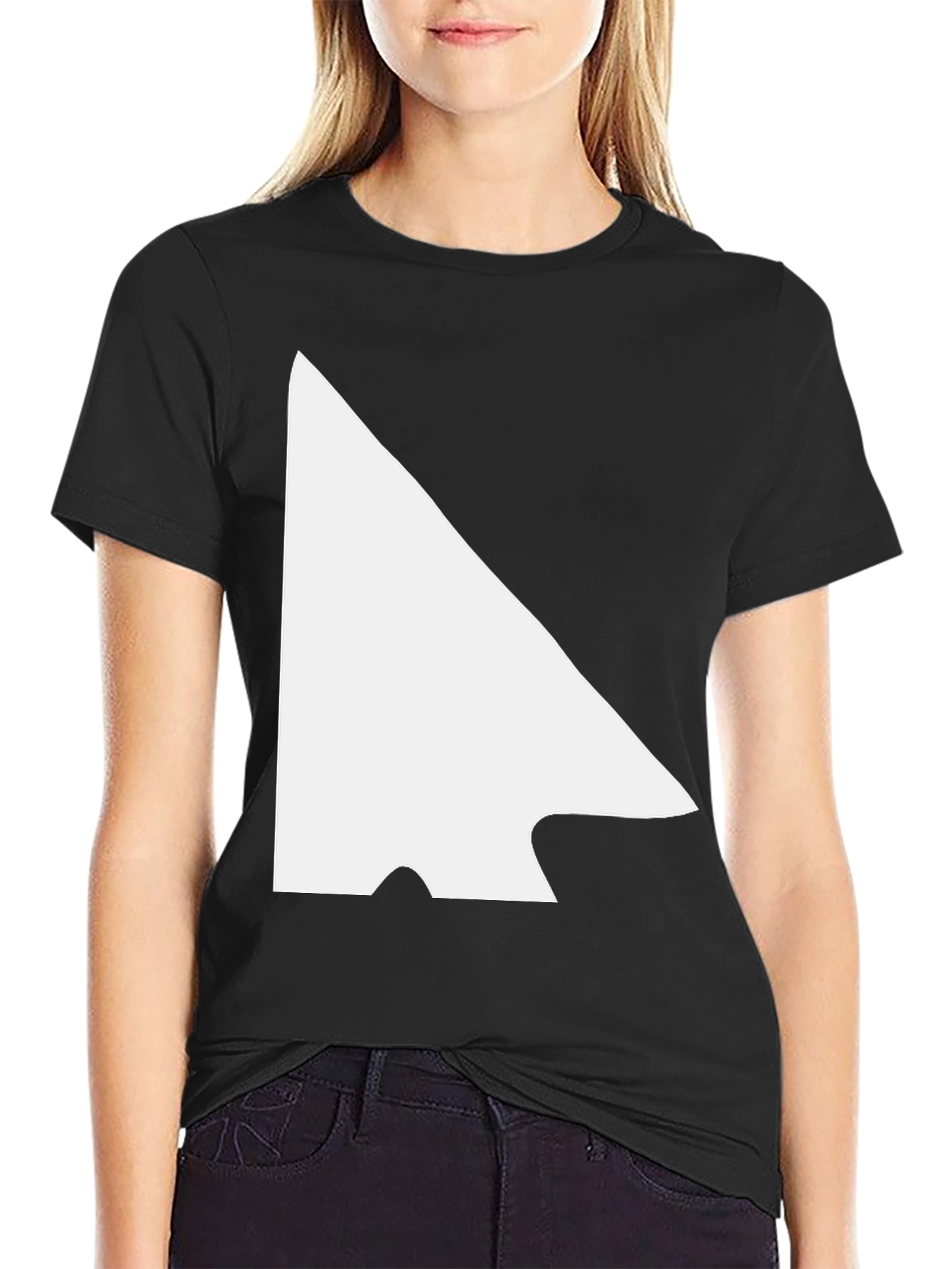 Modern Black Tee with White Arrowhead Graphic