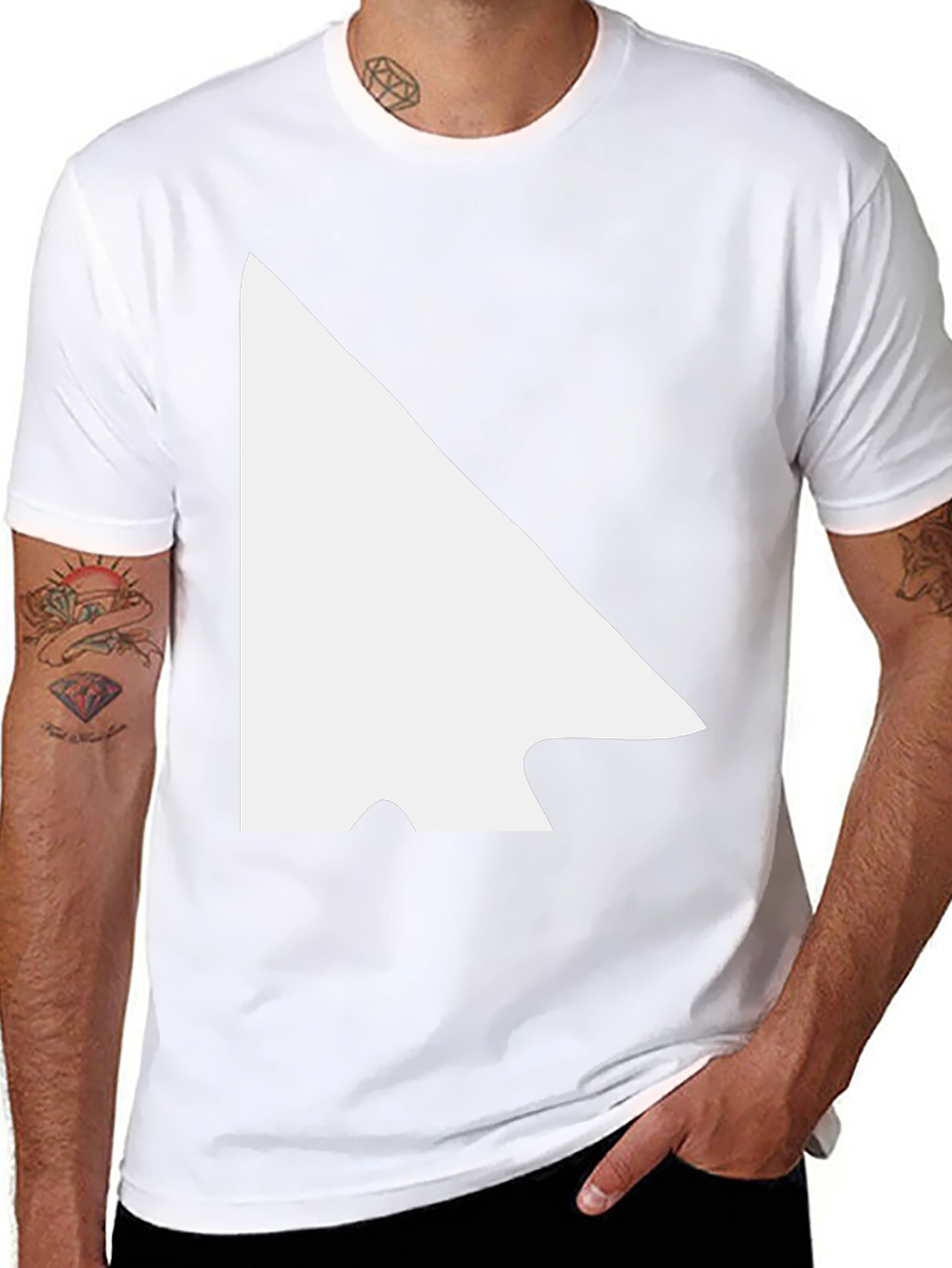 Modern Black Tee with White Arrowhead Graphic
