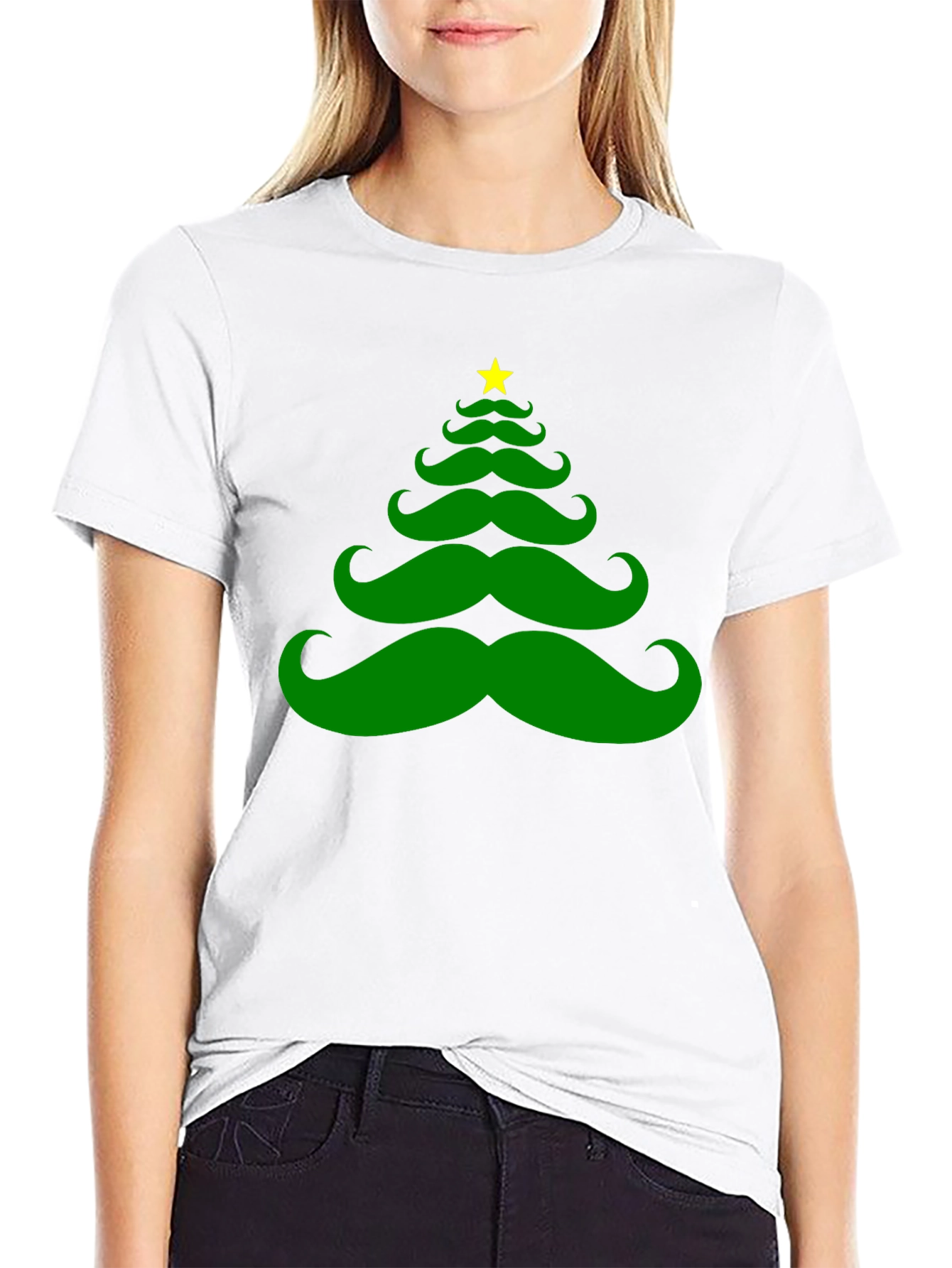 Mustache Christmas Tree Graphic Tee