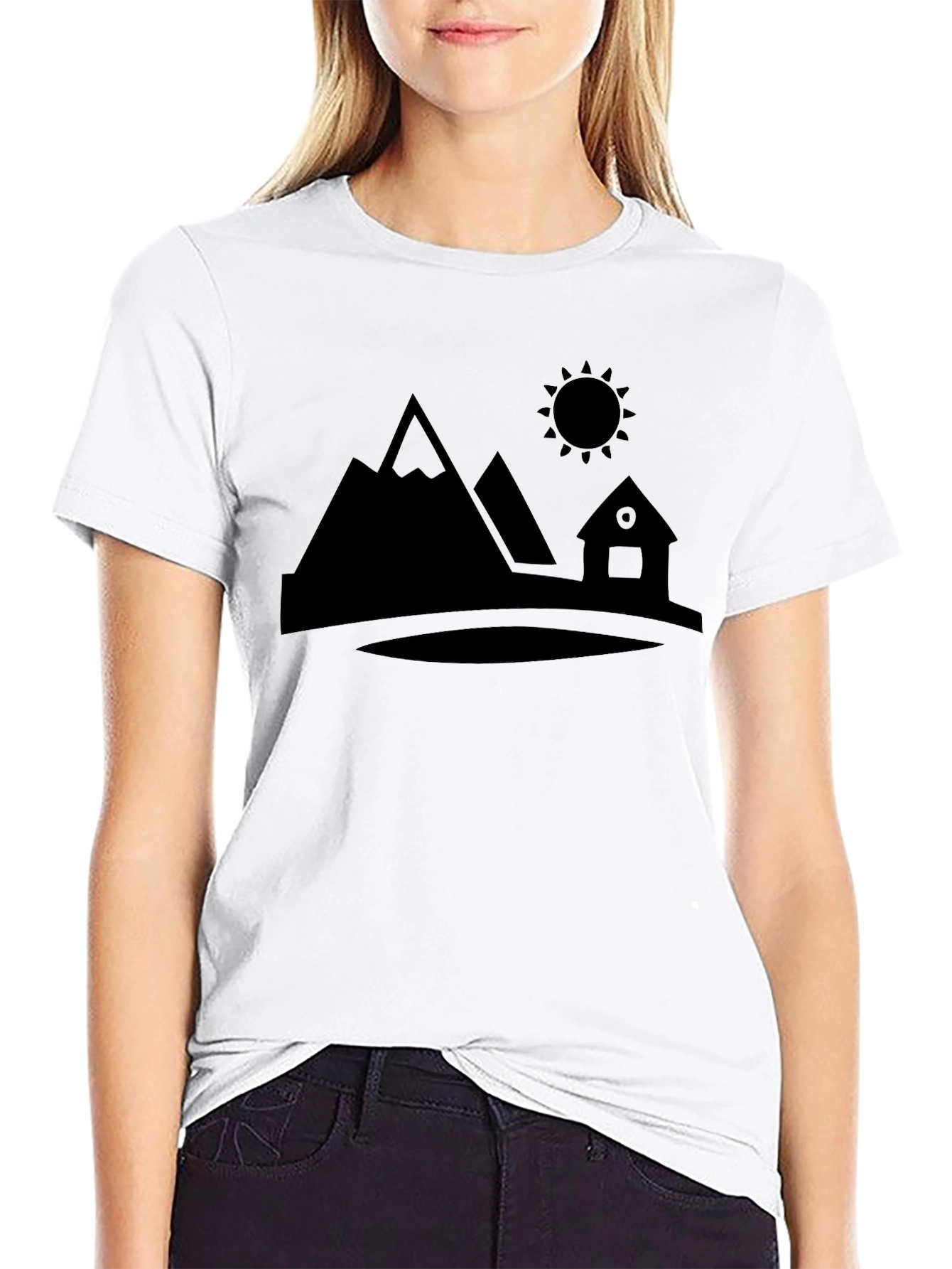 Mountain Cabin Graphic Tee - Black Cotton T-Shirt