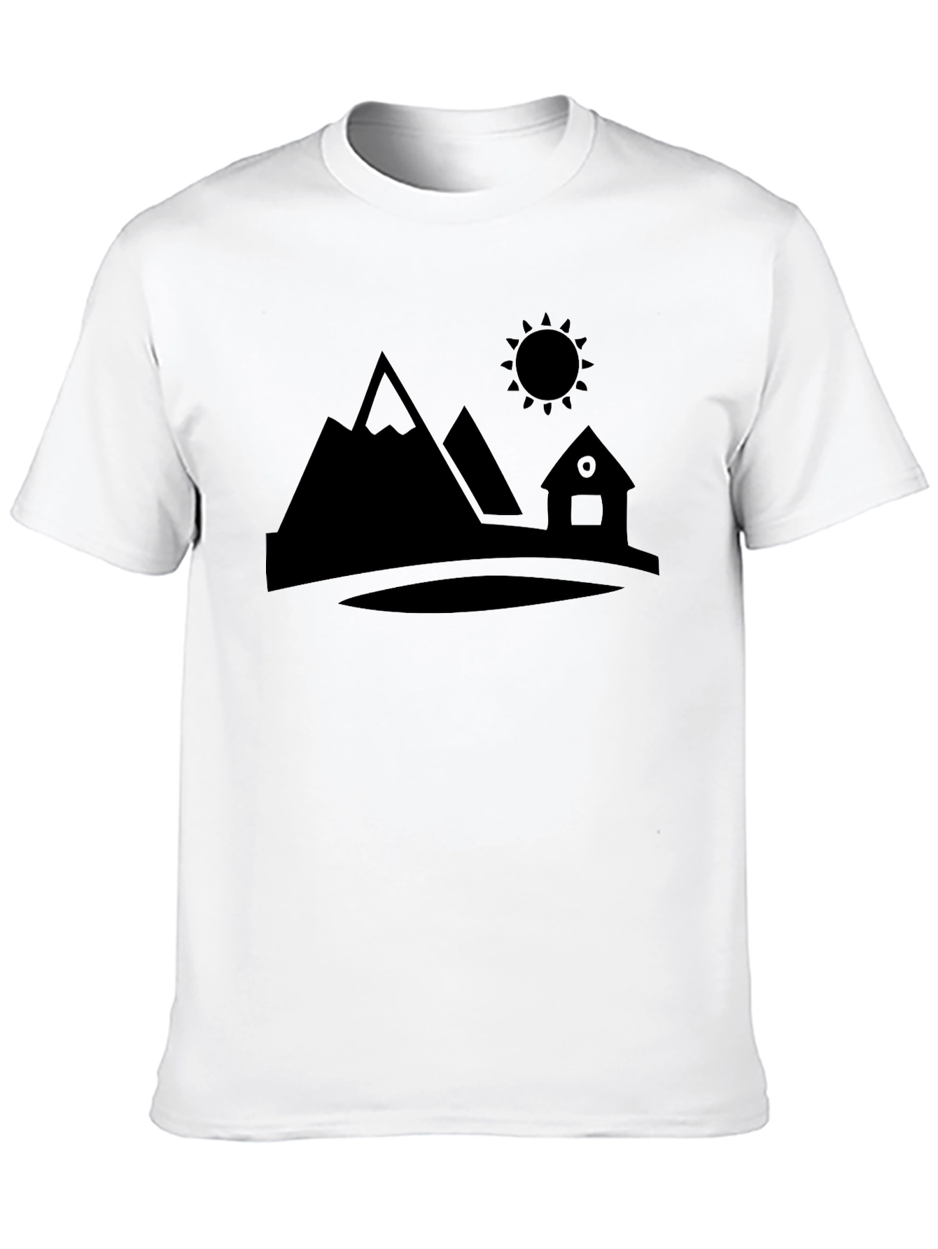 Mountain Cabin Graphic Tee - Black Cotton T-Shirt