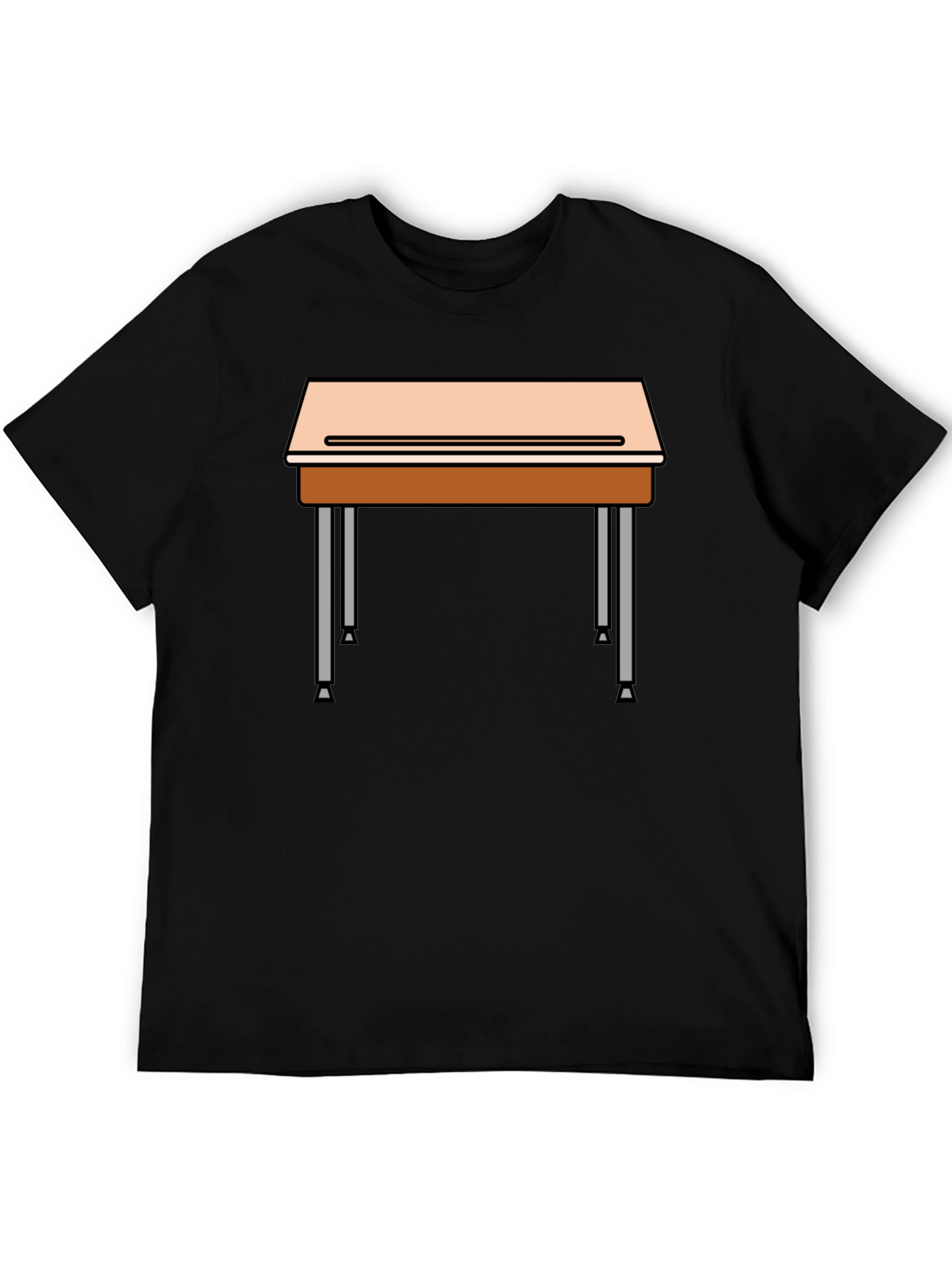 School Desk Graphic Tee - Black Cotton Blend T-Shirt